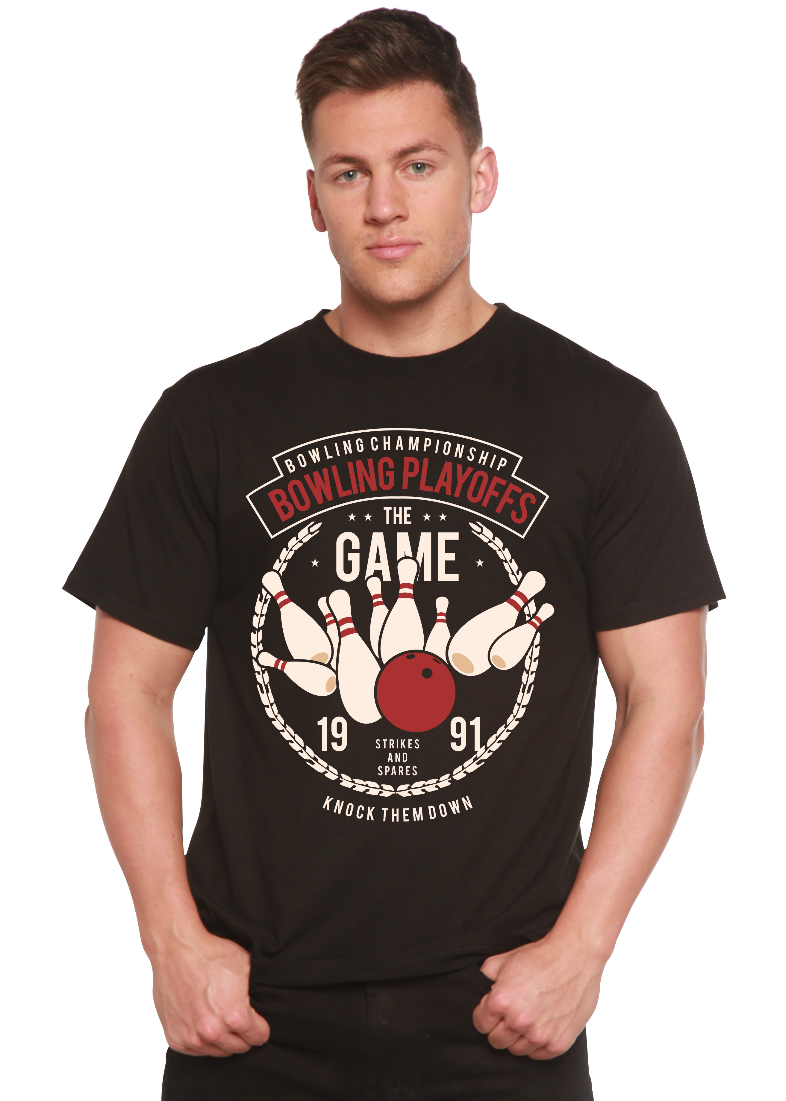 Bowling Playoffs Men's Bamboo Viscose/Organic Cotton Short Sleeve Graphic T-Shirt - The7Letter