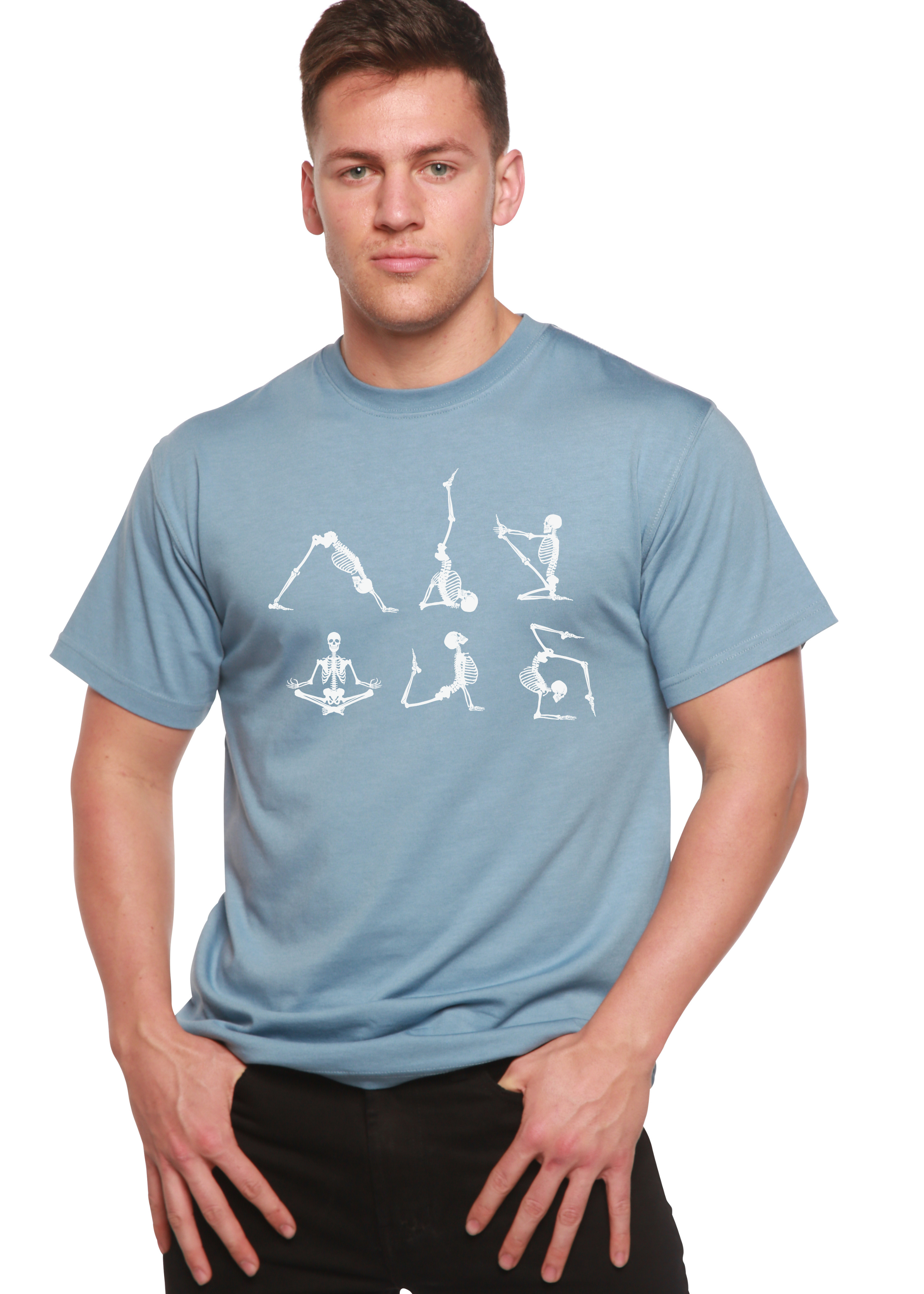 Halloween Skeleton Namaste Men's Bamboo Viscose/Organic Cotton Short Sleeve Graphic T-Shirt - The7Letter