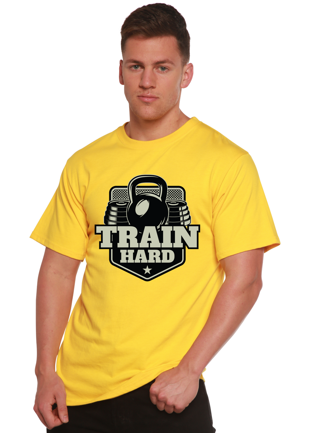 Train Hard Men's Bamboo Viscose/Organic Cotton Short Sleeve Graphic T-Shirt - The7Letter