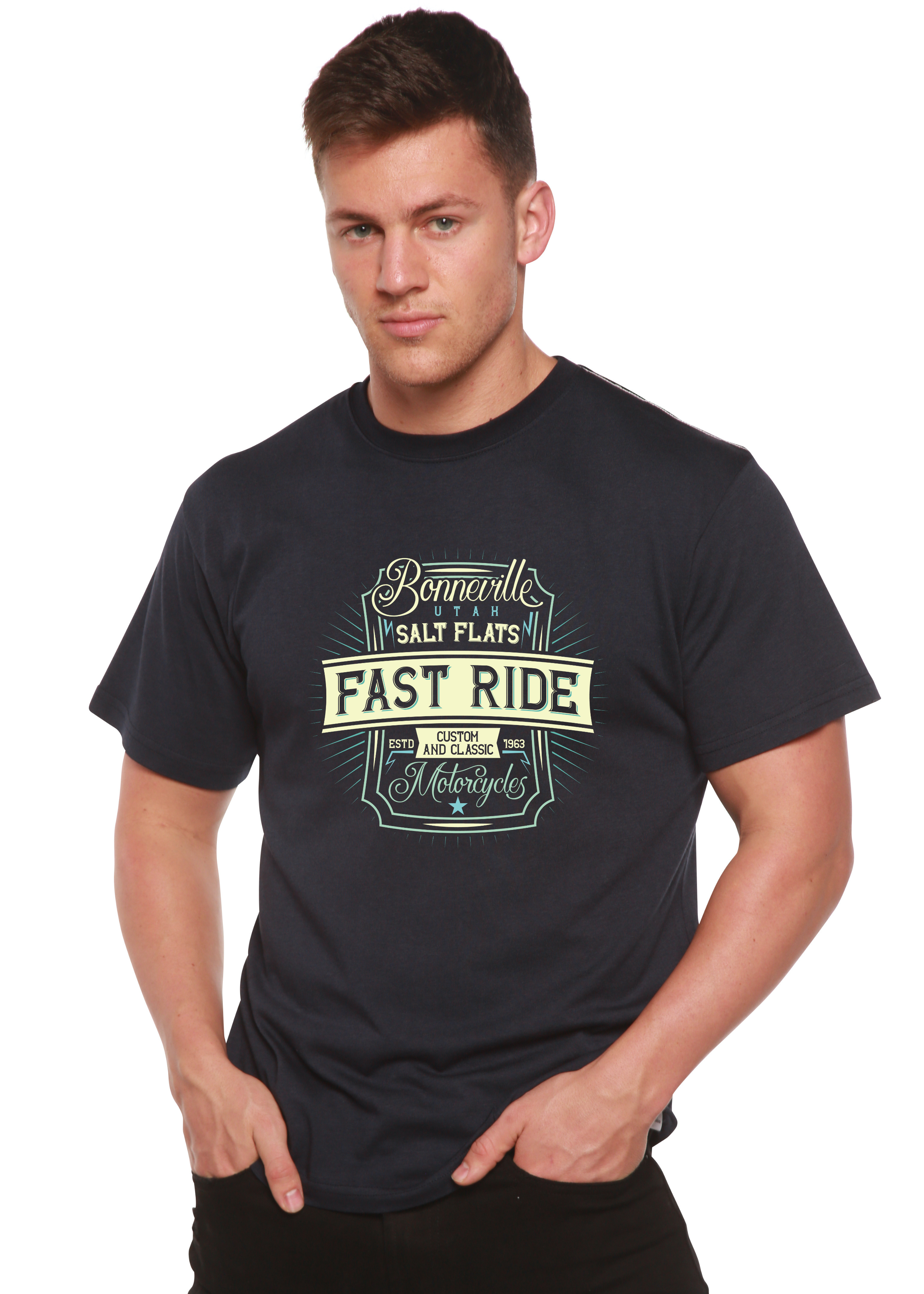 Fast Ride Men's Bamboo Viscose/Organic Cotton Short Sleeve Graphic T-Shirt - The7Letter