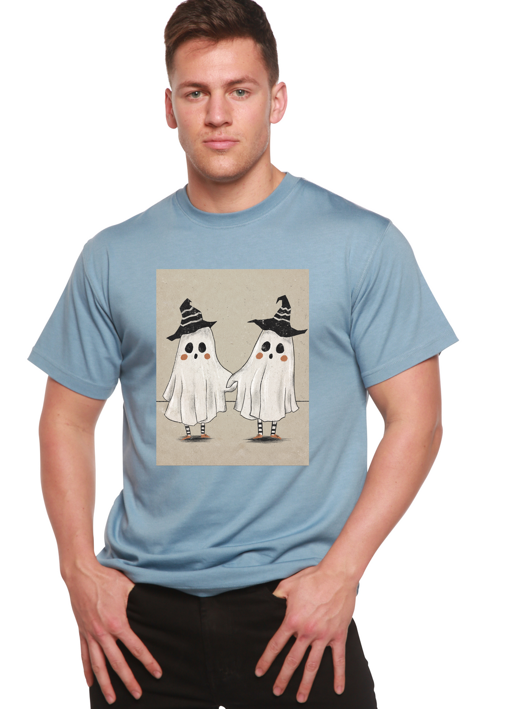 Cute Ghost Men's Bamboo Viscose/Organic Cotton Short Sleeve Graphic T-Shirt - The7Letter