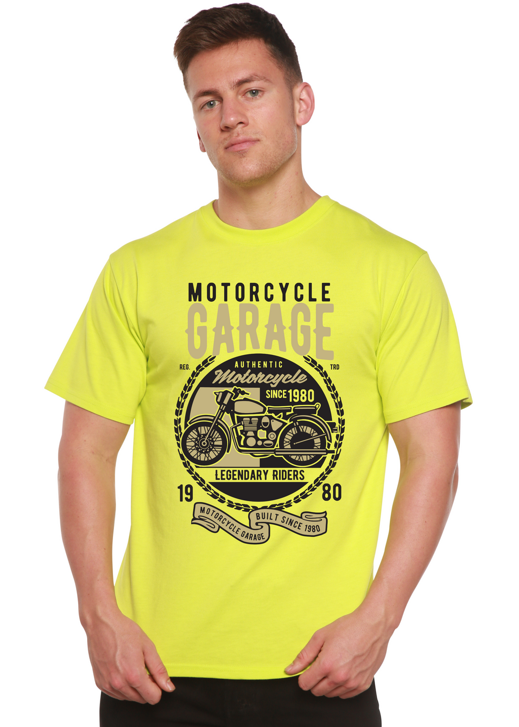 Motorcycle Garage Men's Bamboo Viscose/Organic Cotton Short Sleeve Graphic T-Shirt - The7Letter