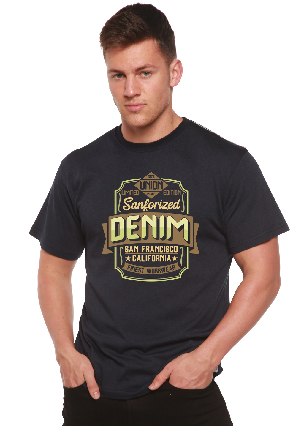 Sanforized Denim Men's Bamboo Viscose/Organic Cotton Short Sleeve Graphic T-Shirt - The7Letter