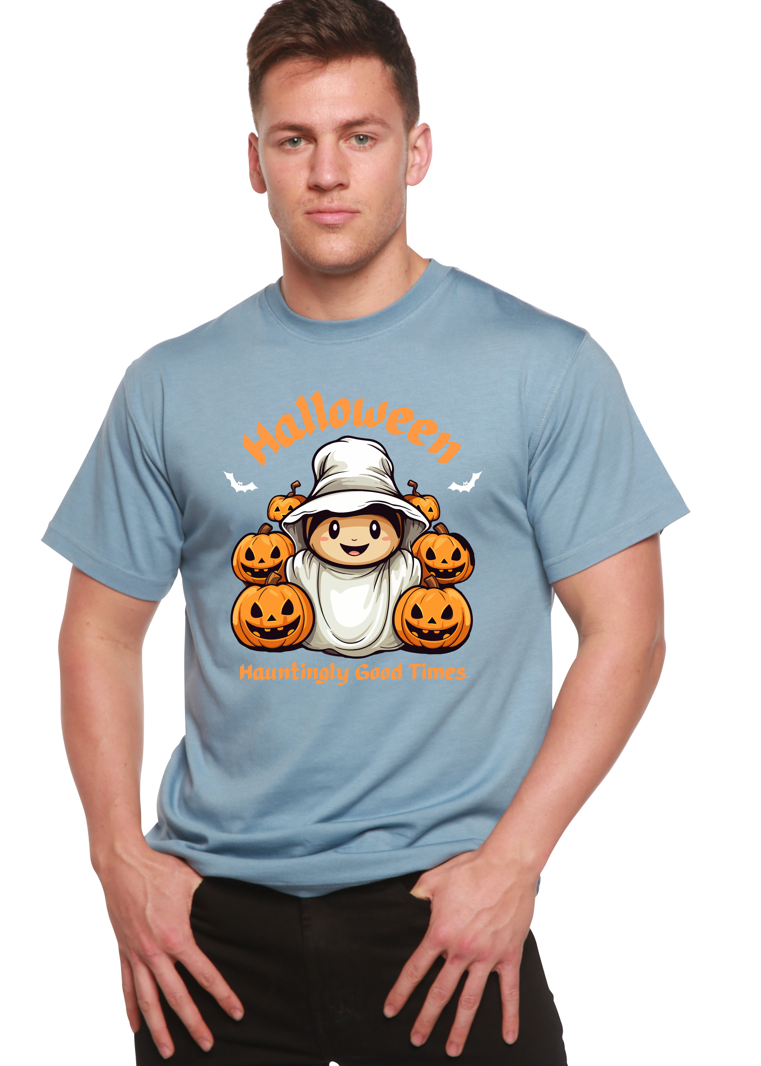 Halloween Hauntingly Good Times Day Men's Bamboo Viscose/Organic Cotton Short Sleeve Graphic T-Shirt - The7Letter