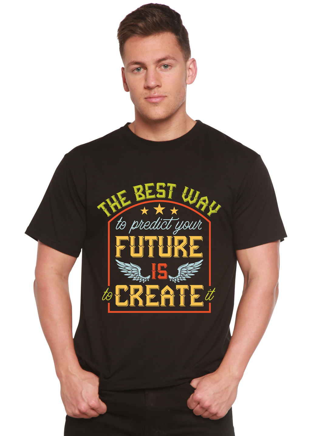 Feture is Create Spun Bamboo® Men's Bamboo Viscose/Organic Cotton Short Sleeve Graphic T-Shirt - The7Letter