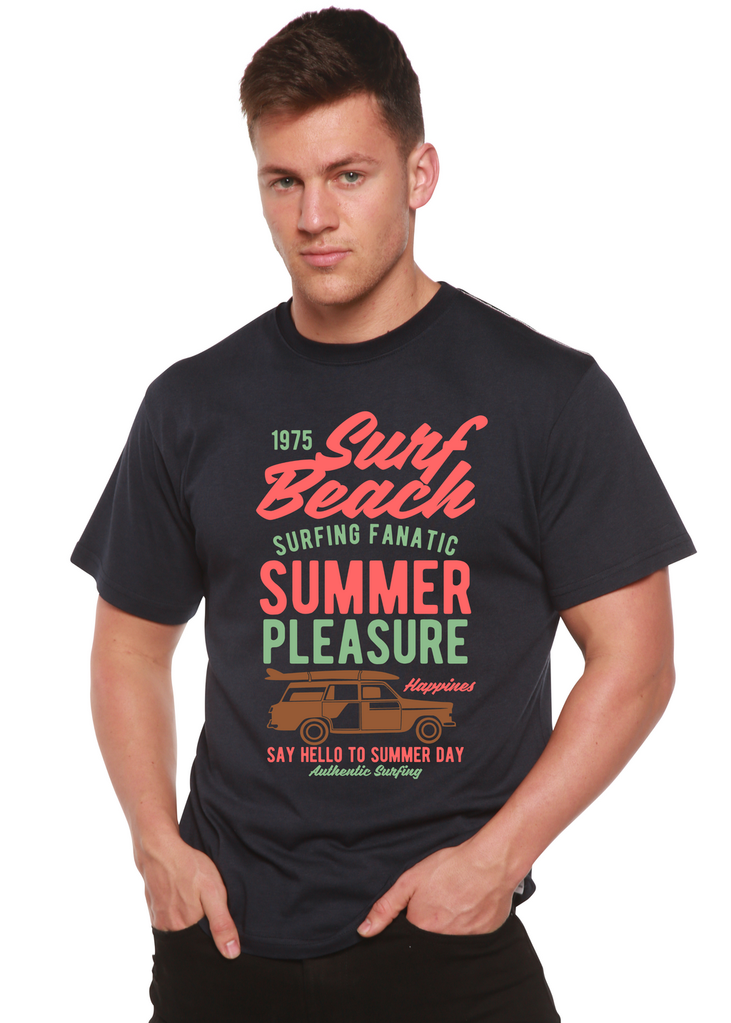Surf Beach Spun Bamboo® Men's Bamboo Viscose/Organic Cotton Short Sleeve Graphic T-Shirt - The7Letter