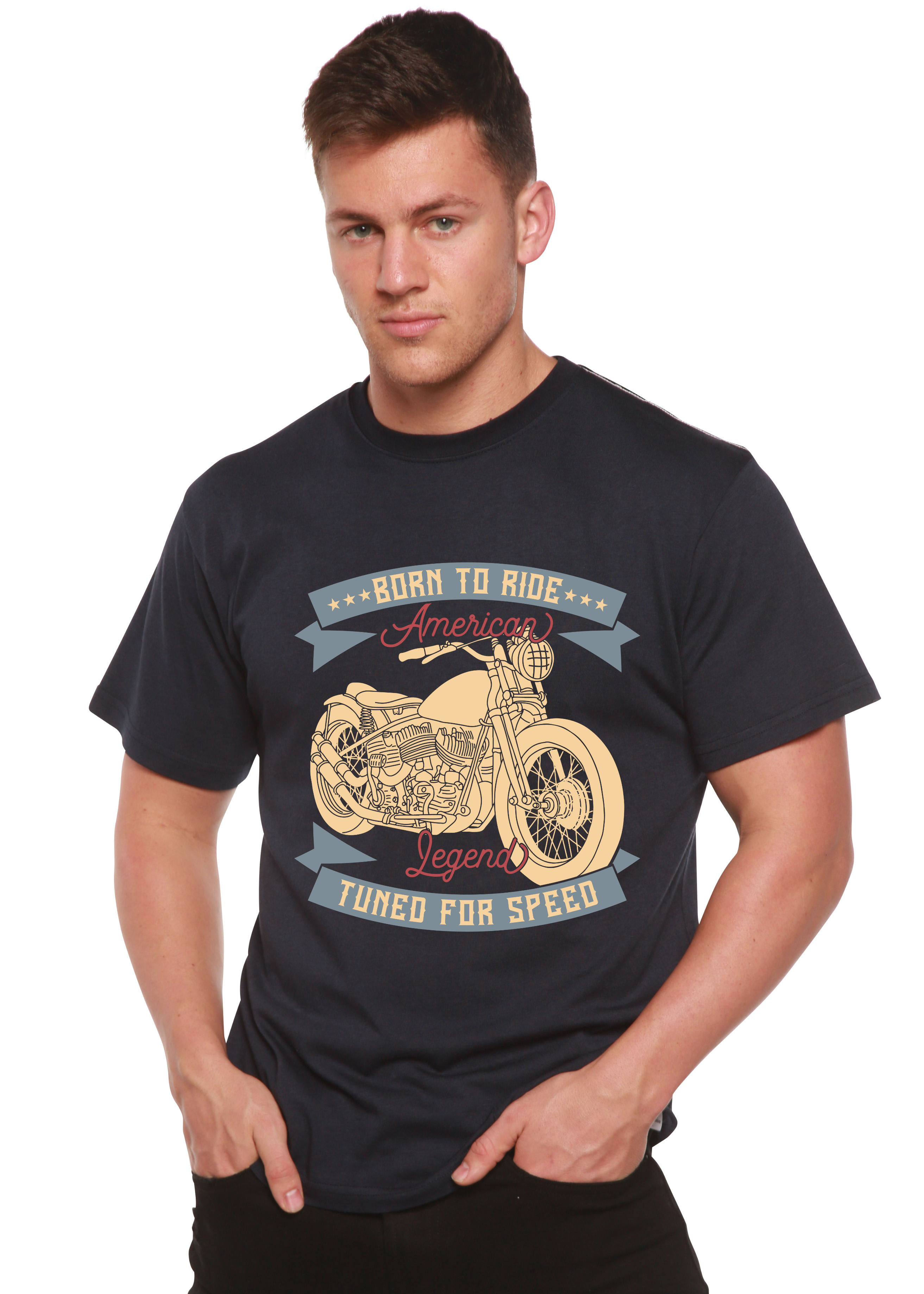Born To Ride American Legend Men's Bamboo Viscose/Organic Cotton Short Sleeve Graphic T-Shirt - The7Letter
