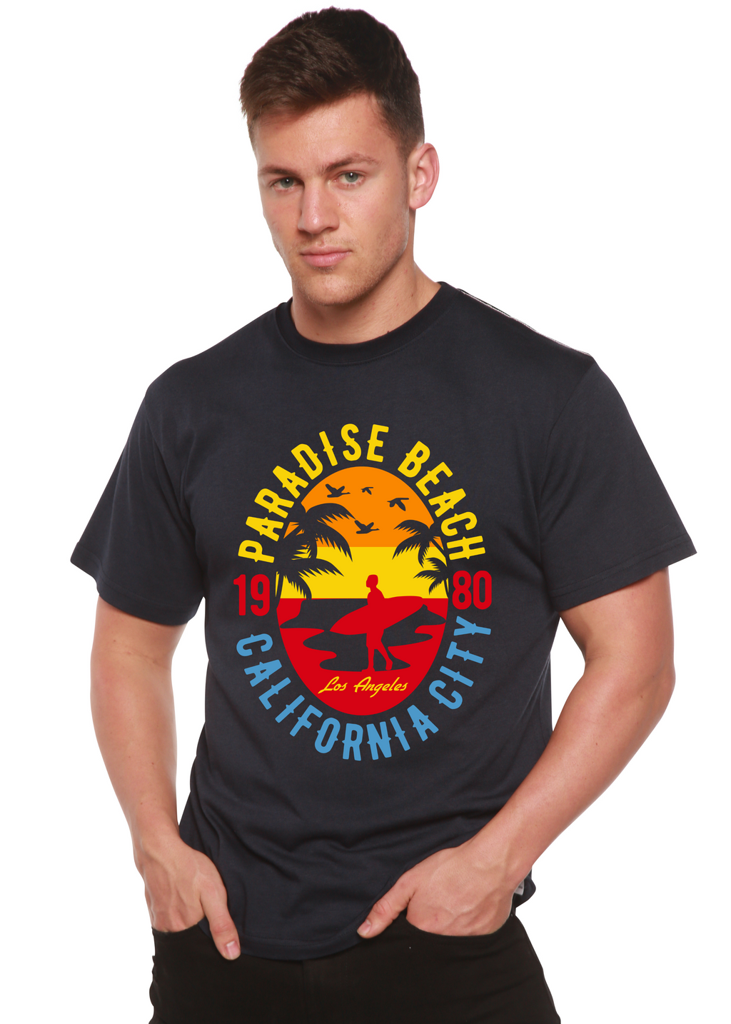 Sunshine Paradise Spun Bamboo® Men's Bamboo Viscose/Organic Cotton Short Sleeve Graphic T-Shirt - The7Letter