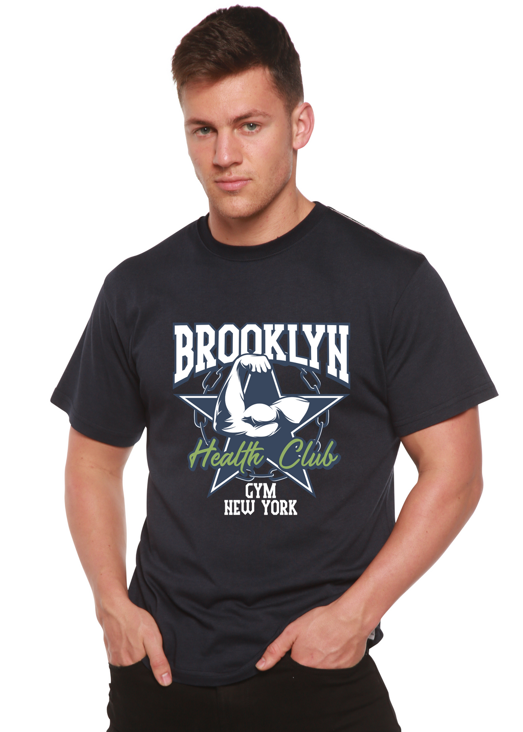 Brooklyn Health Club Men's Bamboo Viscose/Organic Cotton Short Sleeve Graphic T-Shirt - The7Letter