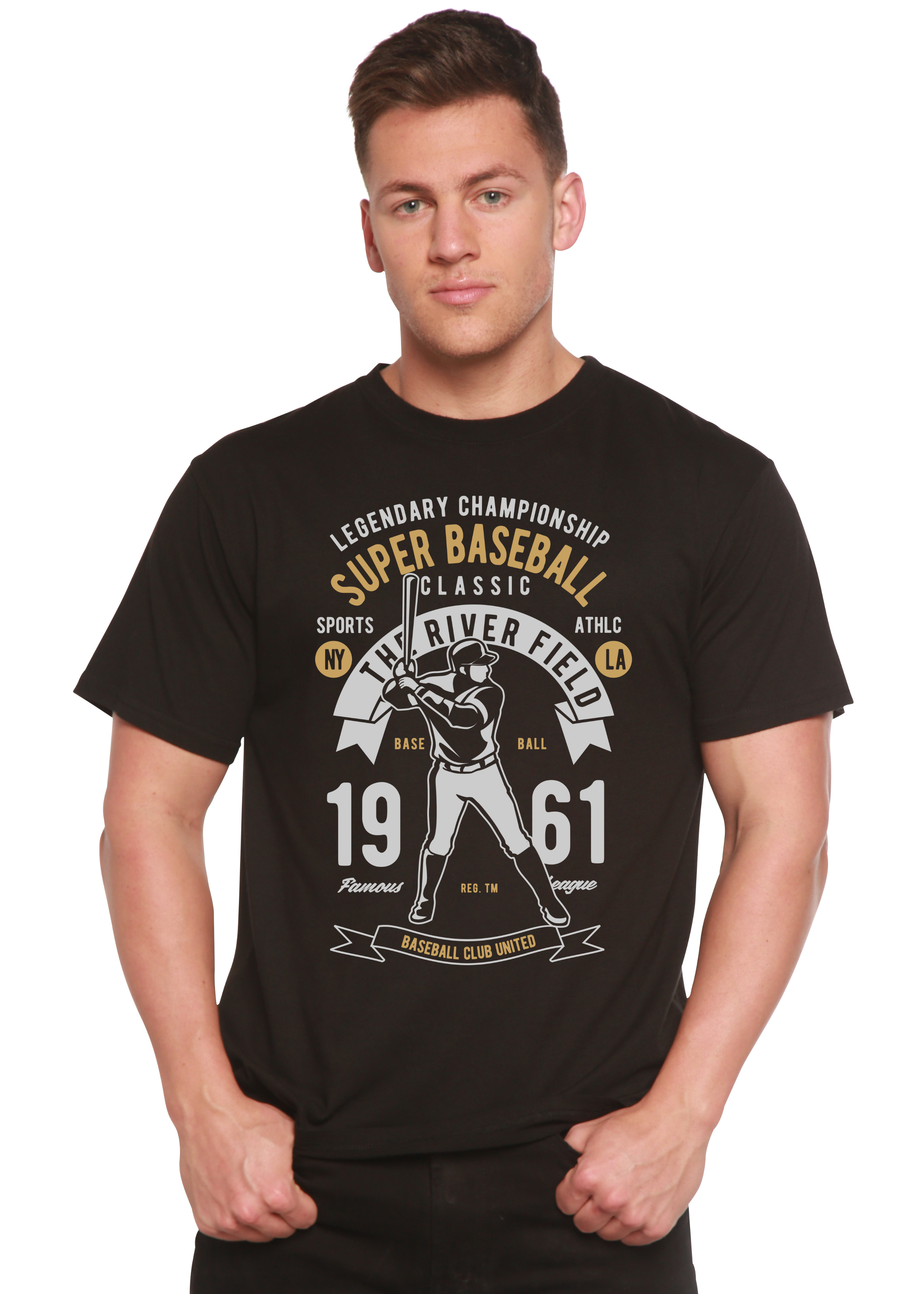 Super Baseball Spun Bamboo® Men's Bamboo Viscose/Organic Cotton Short Sleeve Graphic T-Shirt - The7Letter