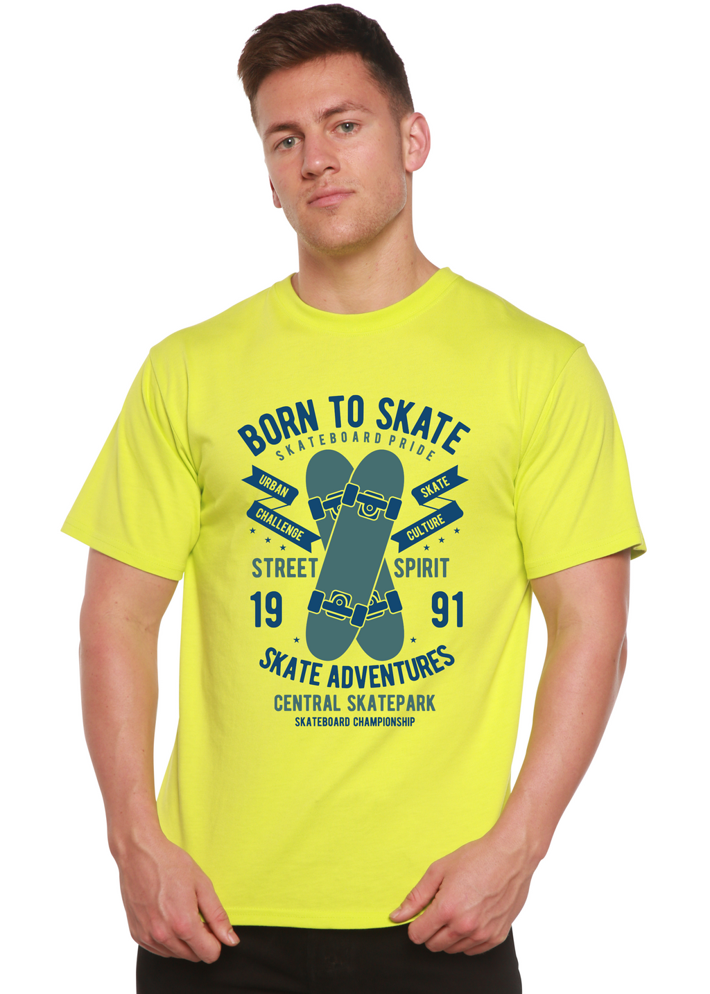 Born To Skate Men's Bamboo Viscose/Organic Cotton Short Sleeve Graphic T-Shirt - The7Letter