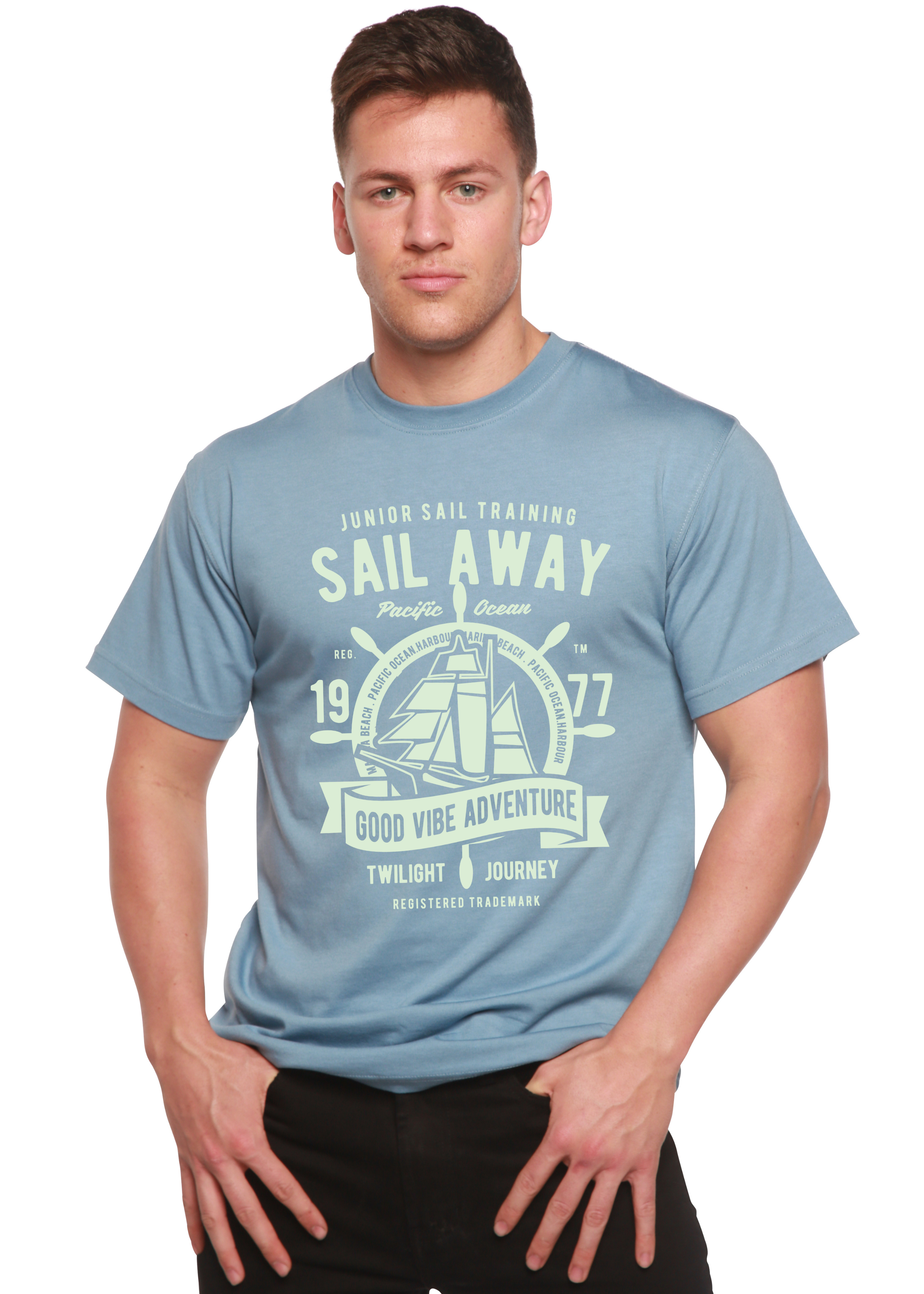 Sail Away Spun Bamboo® Men's Bamboo Viscose/Organic Cotton Short Sleeve Graphic T-Shirt - The7Letter