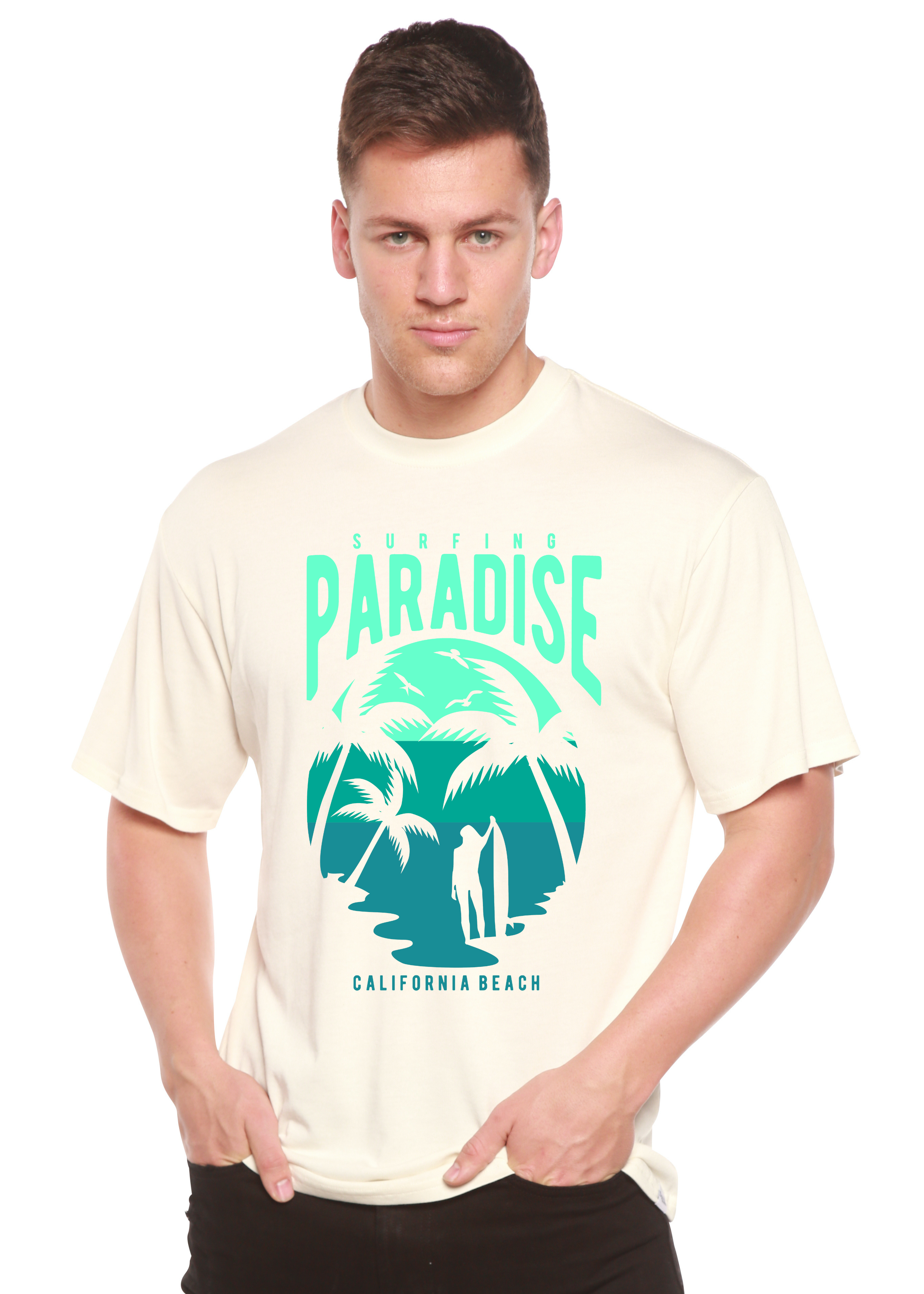 Surfing Paradise California Spun Bamboo® Men's Bamboo Viscose/Organic Cotton Short Sleeve Graphic T-Shirt - The7Letter
