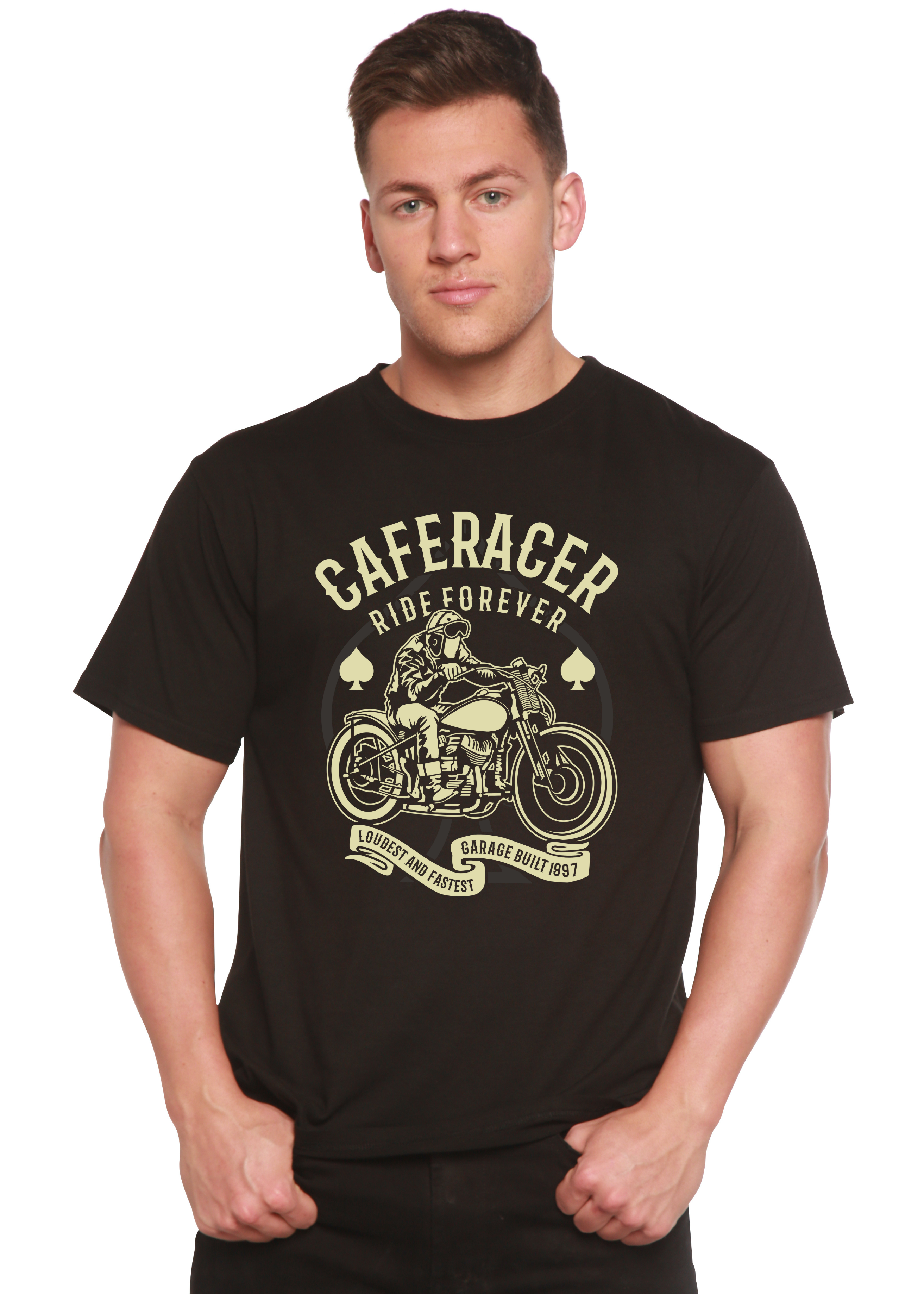 Caferacer Ride Forever Men's Bamboo Viscose/Organic Cotton Short Sleeve Graphic T-Shirt - The7Letter