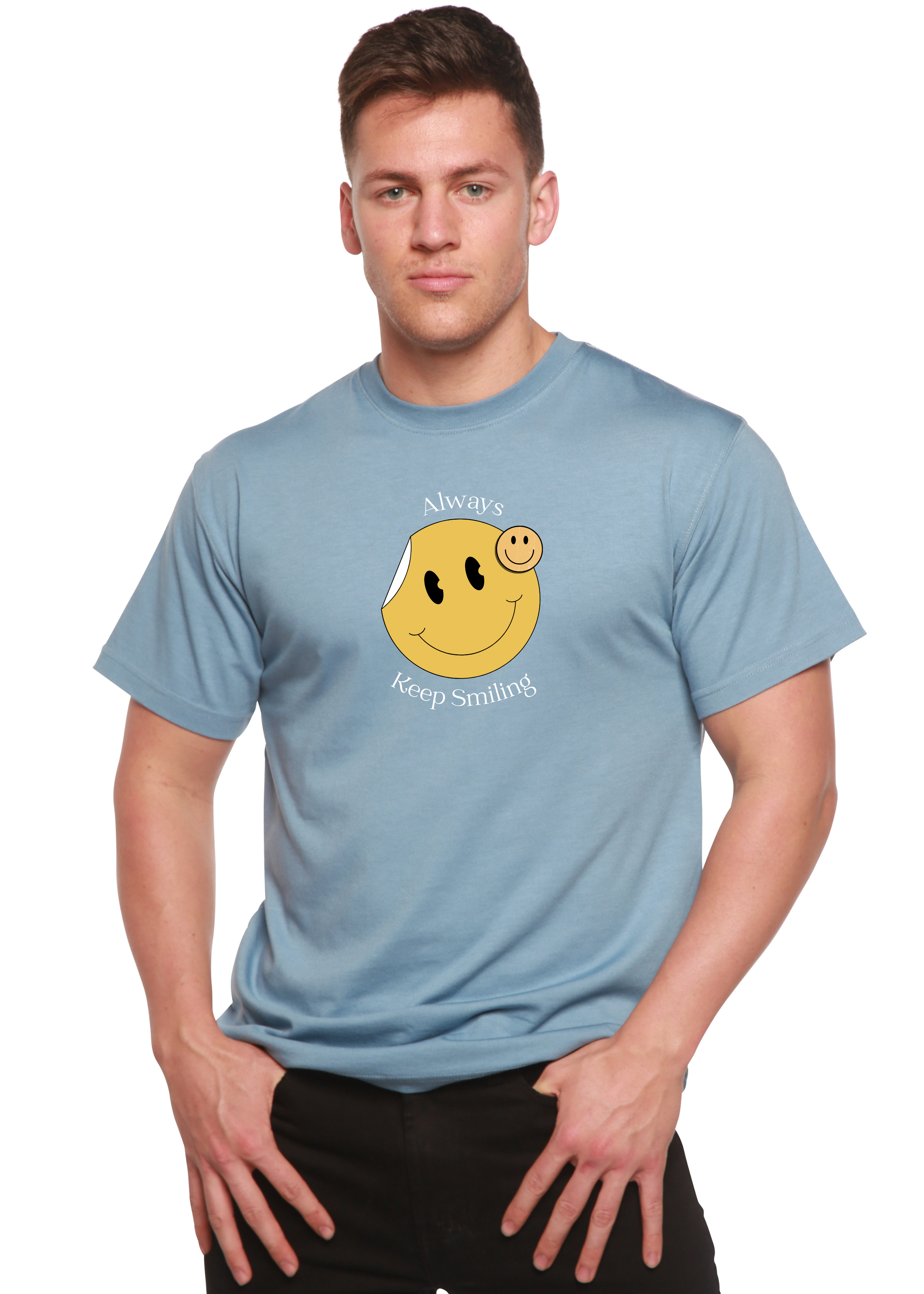 Always Keep Smiling Men's Bamboo Viscose/Organic Cotton Short Sleeve Graphic T-Shirt - The7Letter