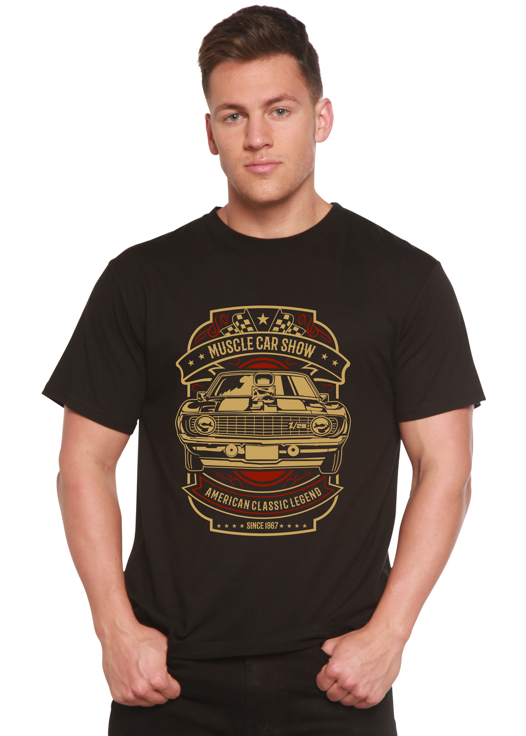 Muscle Car Show Spun Bamboo® Men's Bamboo Viscose/Organic Cotton Short Sleeve Graphic T-Shirt - The7Letter