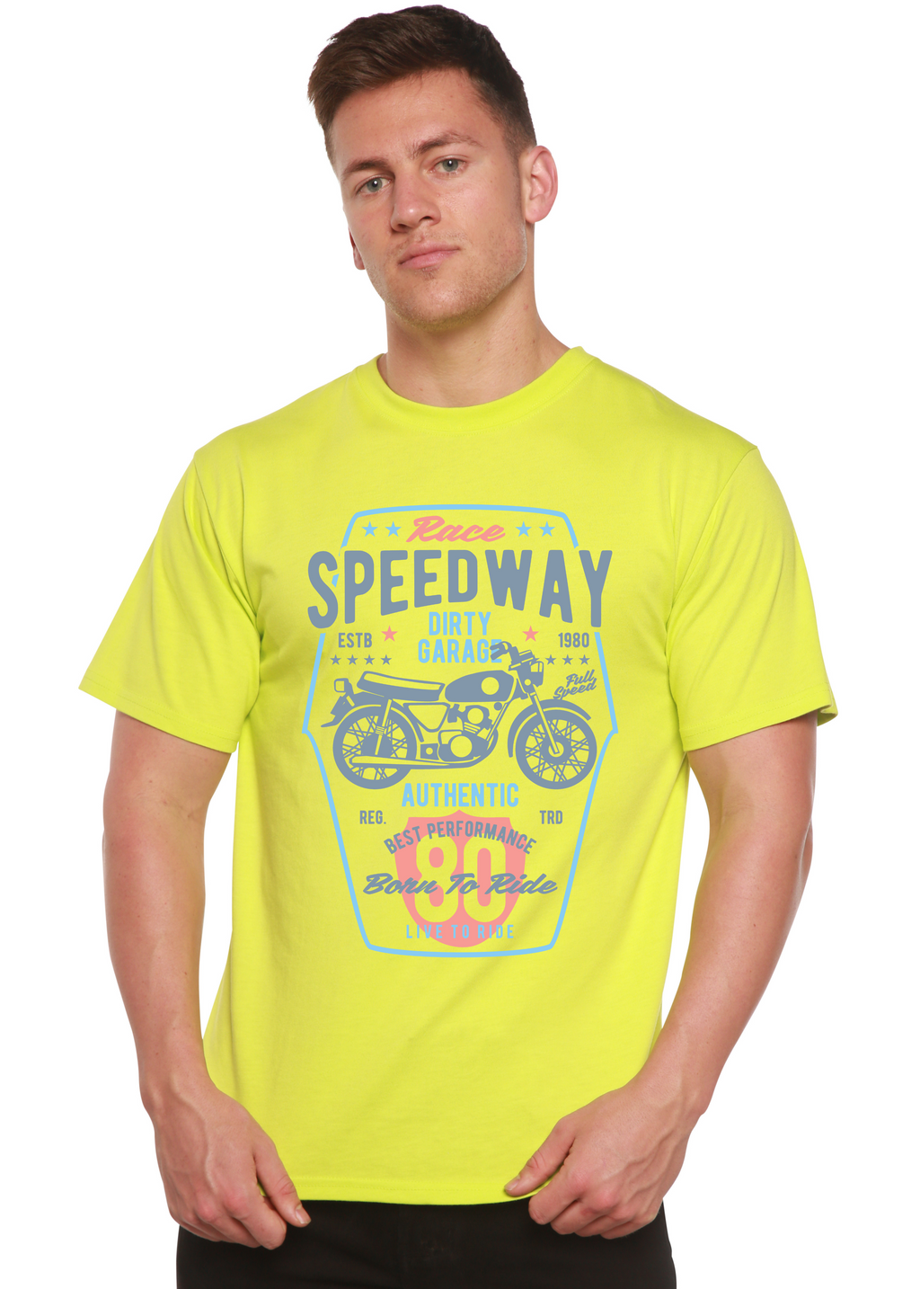 Speedway Motorcycle Spun Bamboo® Men's Bamboo Viscose/Organic Cotton Short Sleeve Graphic T-Shirt - The7Letter
