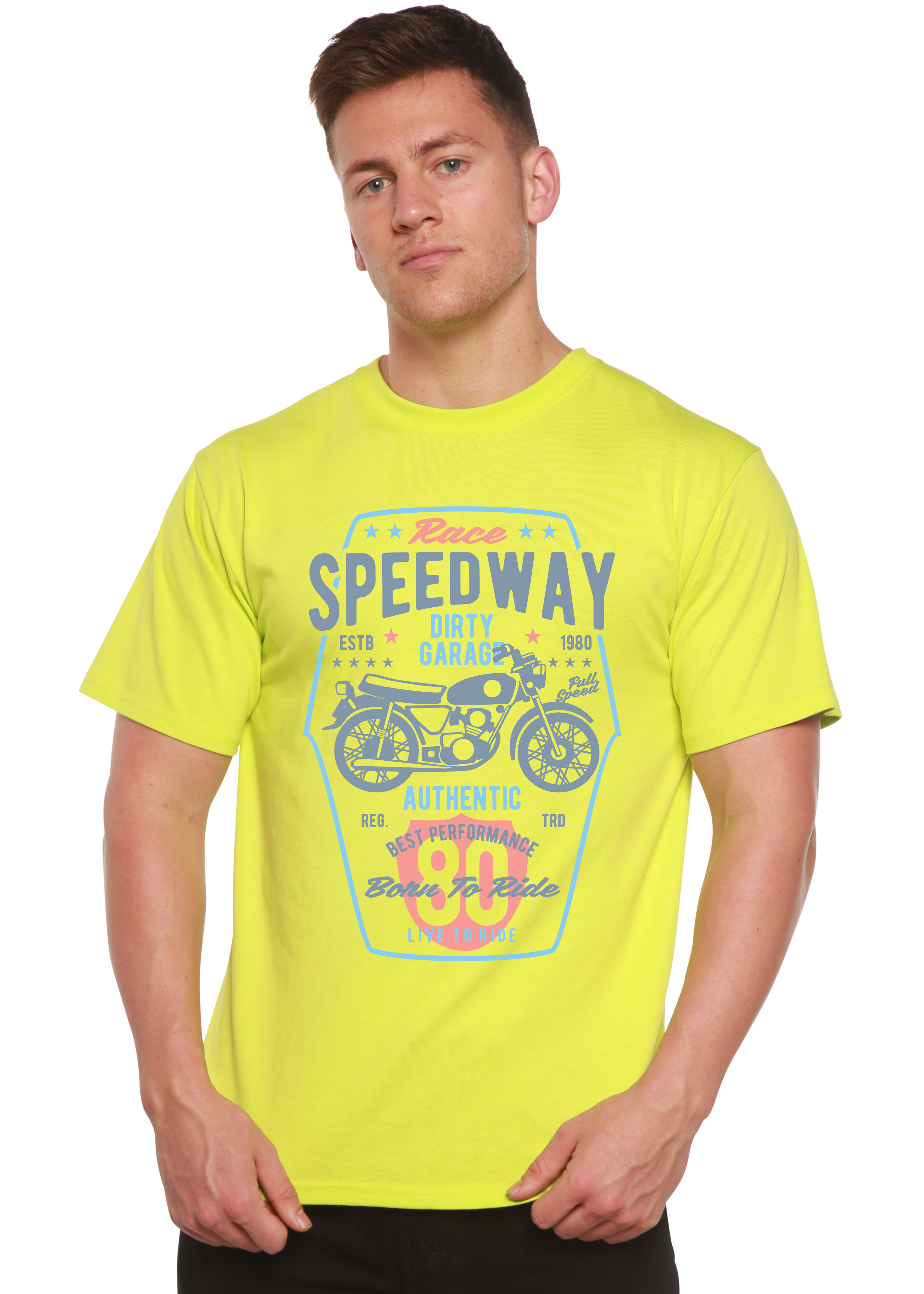 Speedway Motorcycle Spun Bamboo® Men's Bamboo Viscose/Organic Cotton Short Sleeve Graphic T-Shirt - The7Letter