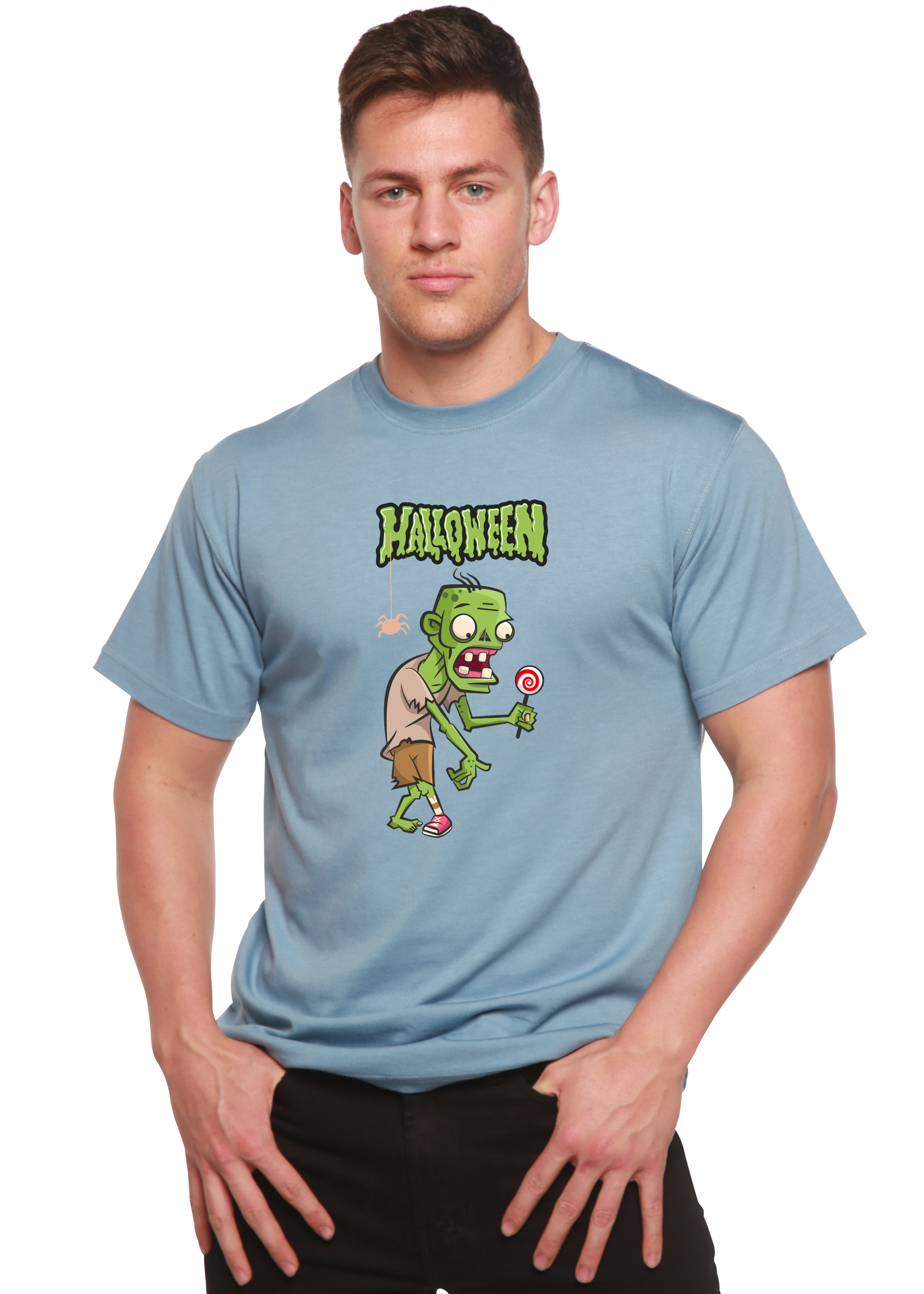 Halloween Green Monster Unisex Bamboo Viscose/Organic Cotton Short Sleeve Graphic T-Shirt - The7Letter
