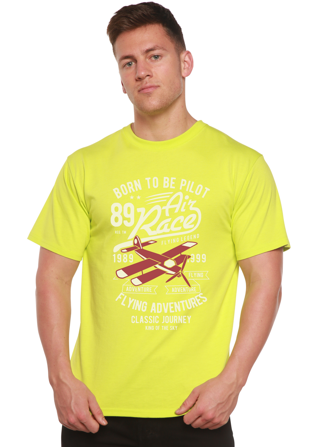 Born To Be Pilot Men's Bamboo Viscose/Organic Cotton Short Sleeve Graphic T-Shirt - The7Letter