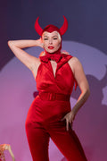 Haut Pin-up sans manches en velours ROUGE