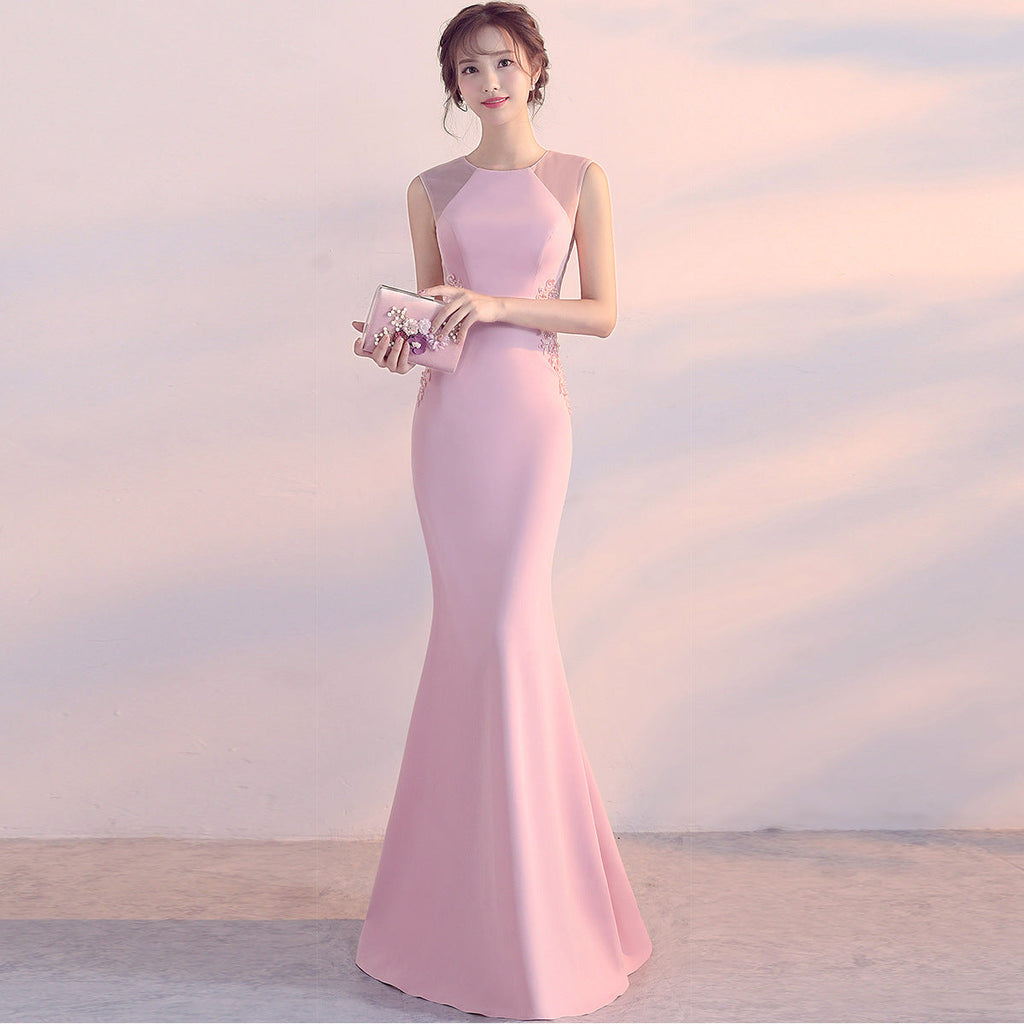 Robe de soirée Femme Cocktail Hôtesse Élégante Ajustée Cinq Couleurs Robe Longue de Fête