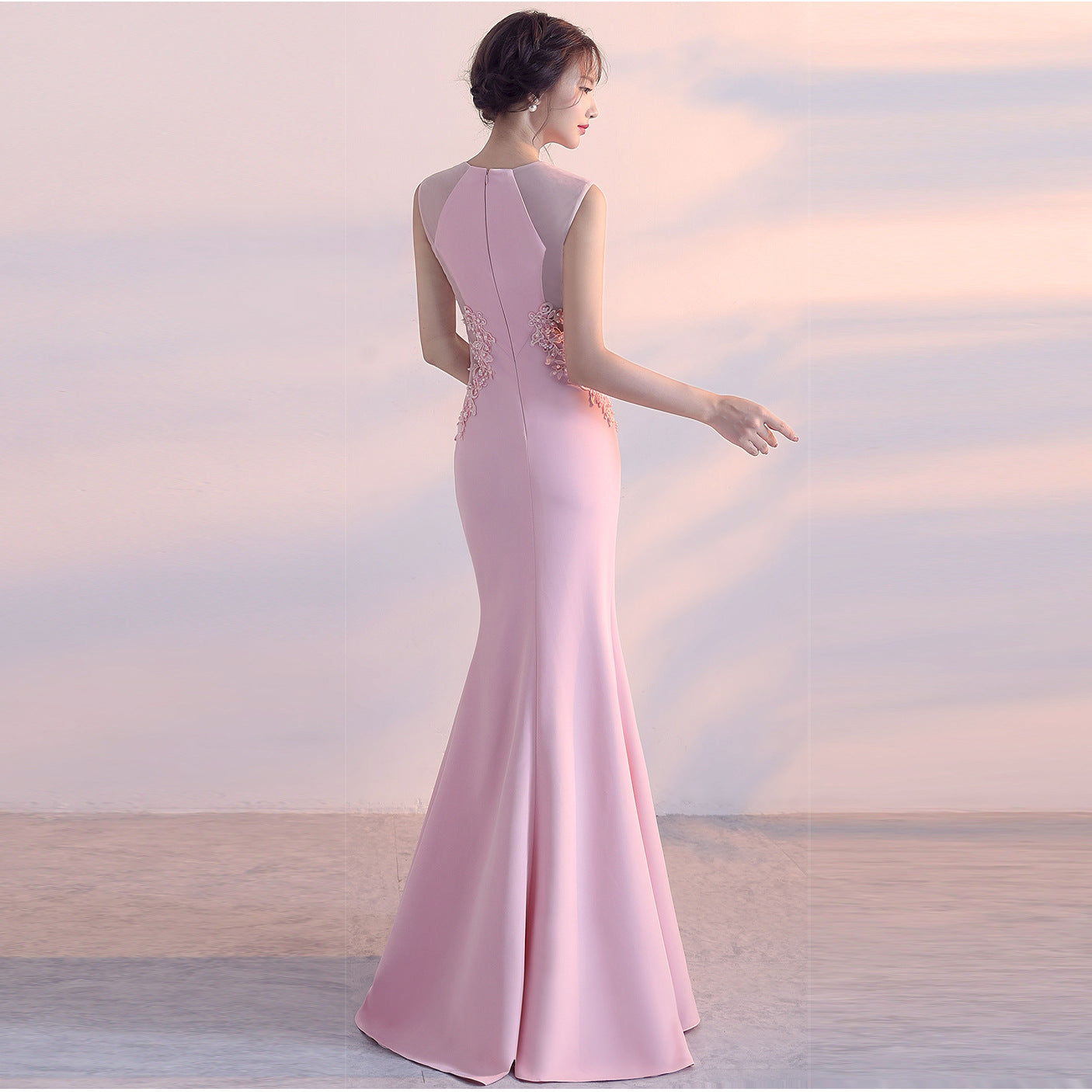 Robe de soirée Femme Cocktail Hôtesse Élégante Ajustée Cinq Couleurs Robe Longue de Fête
