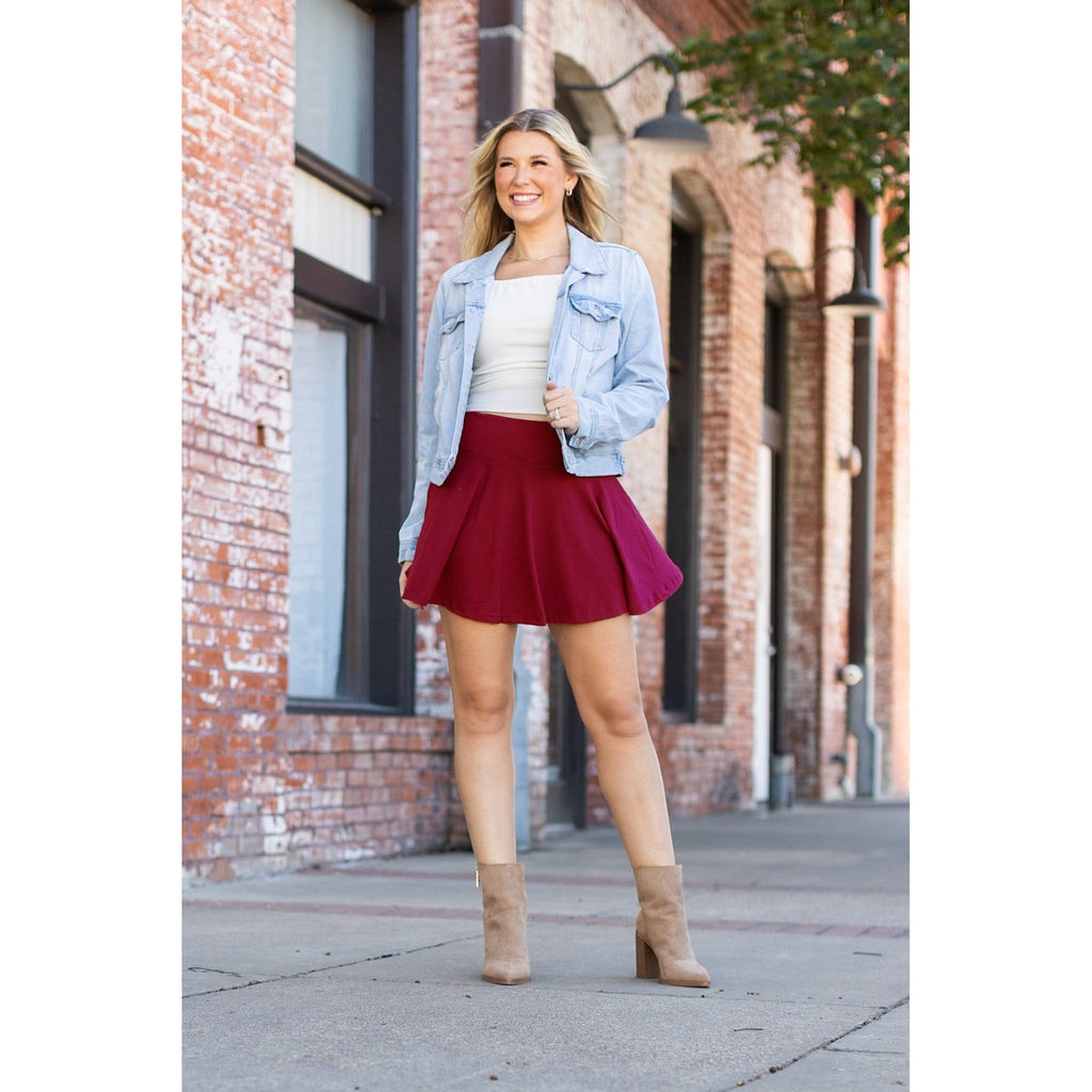 Rosie - Jupette-short rouge foncé