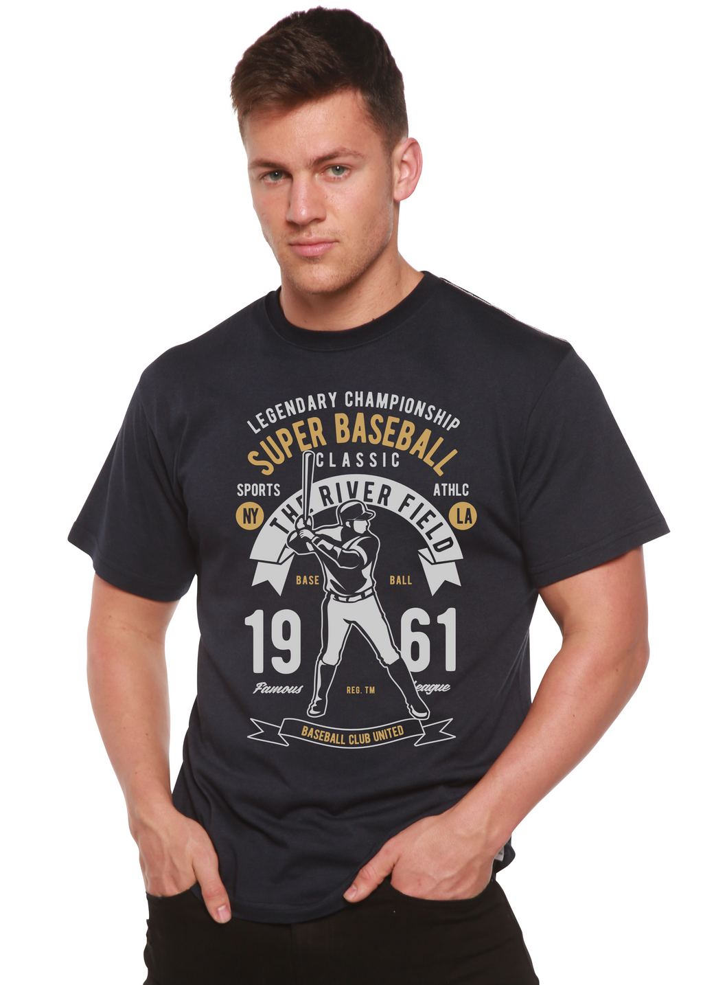 Super Baseball Spun Bamboo® Men's Bamboo Viscose/Organic Cotton Short Sleeve Graphic T-Shirt - The7Letter