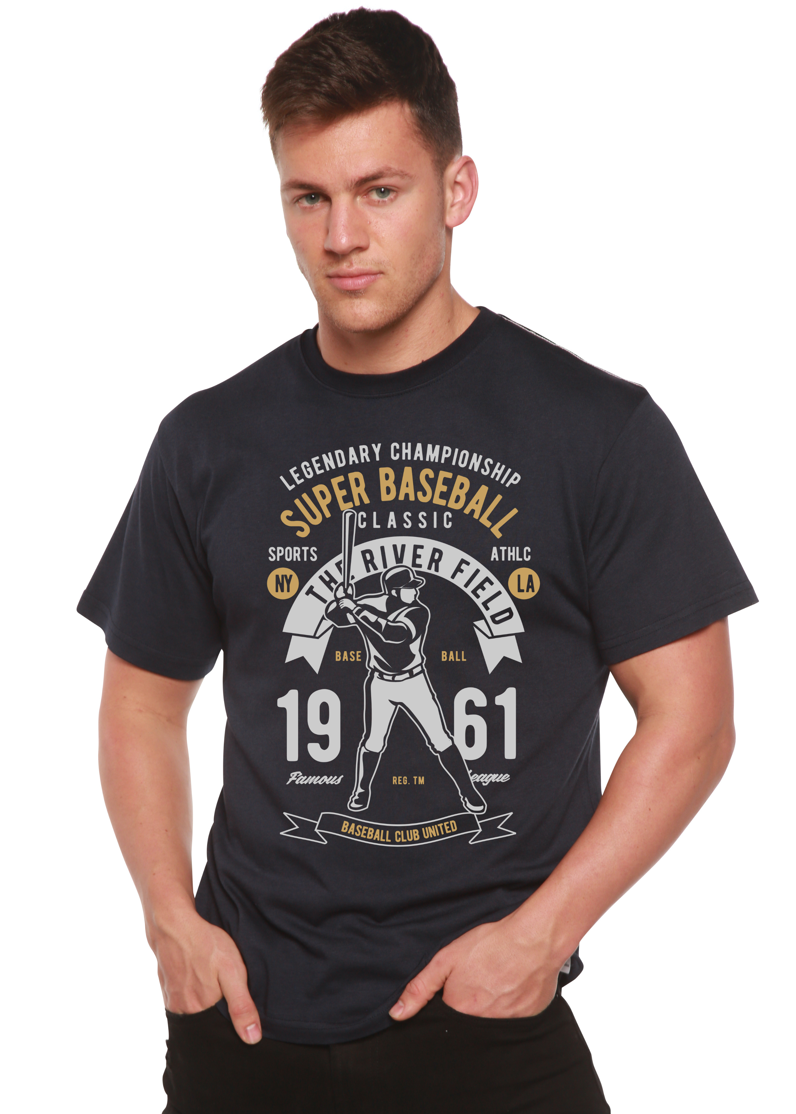 Super Baseball Spun Bamboo® Men's Bamboo Viscose/Organic Cotton Short Sleeve Graphic T-Shirt - The7Letter