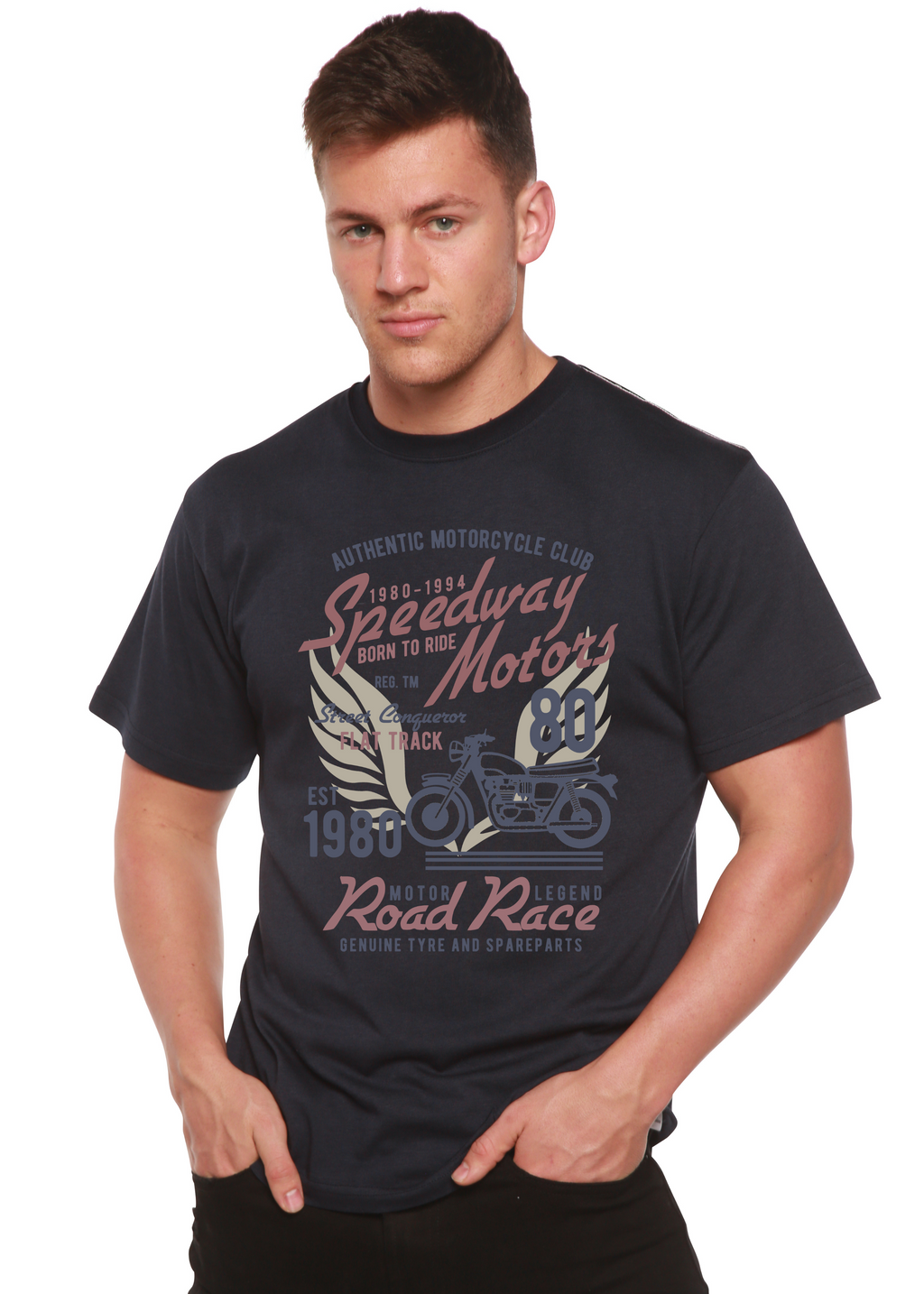 Speedway Motor Spun Bamboo® Men's Bamboo Viscose/Organic Cotton Short Sleeve Graphic T-Shirt - The7Letter