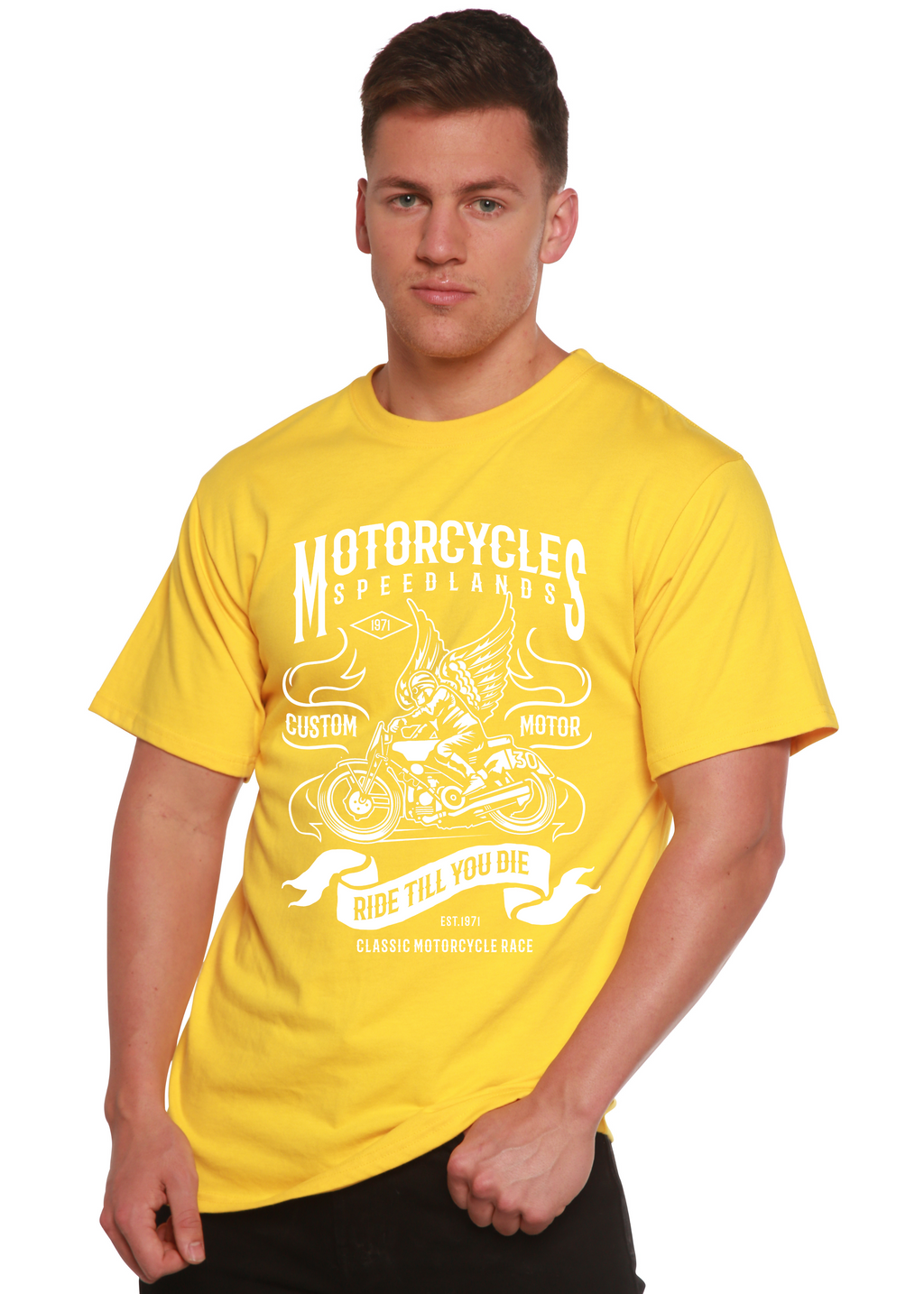 Motorcycles Men's Bamboo Viscose/Organic Cotton Short Sleeve Graphic T-Shirt - The7Letter