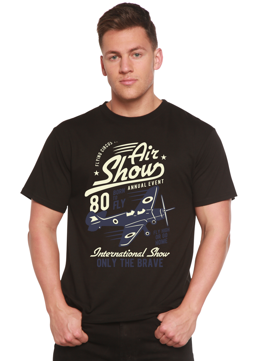 Air Show Men's Bamboo Viscose/Organic Cotton Short Sleeve Graphic T-Shirt - The7Letter