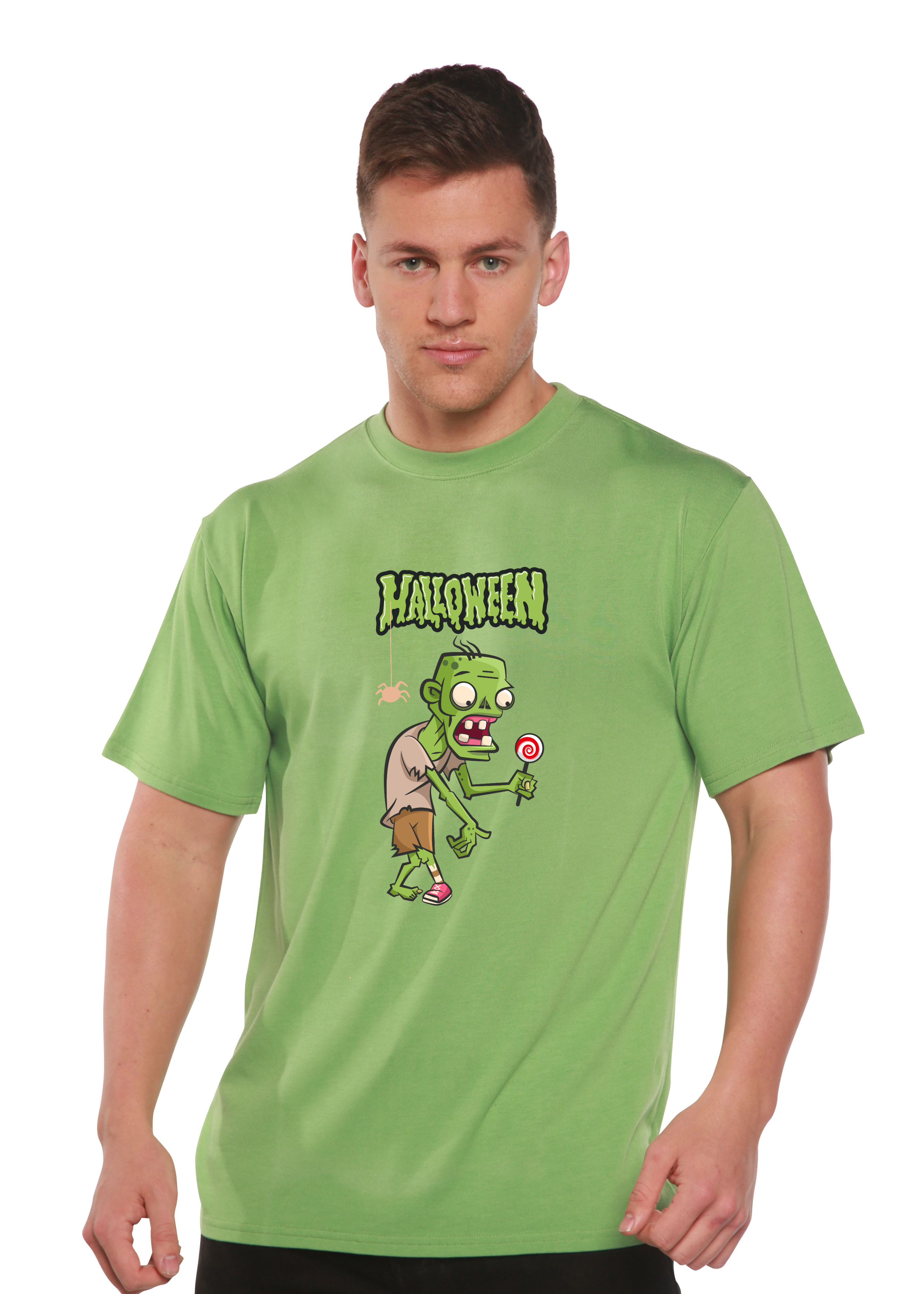 Halloween Green Monster Unisex Bamboo Viscose/Organic Cotton Short Sleeve Graphic T-Shirt - The7Letter