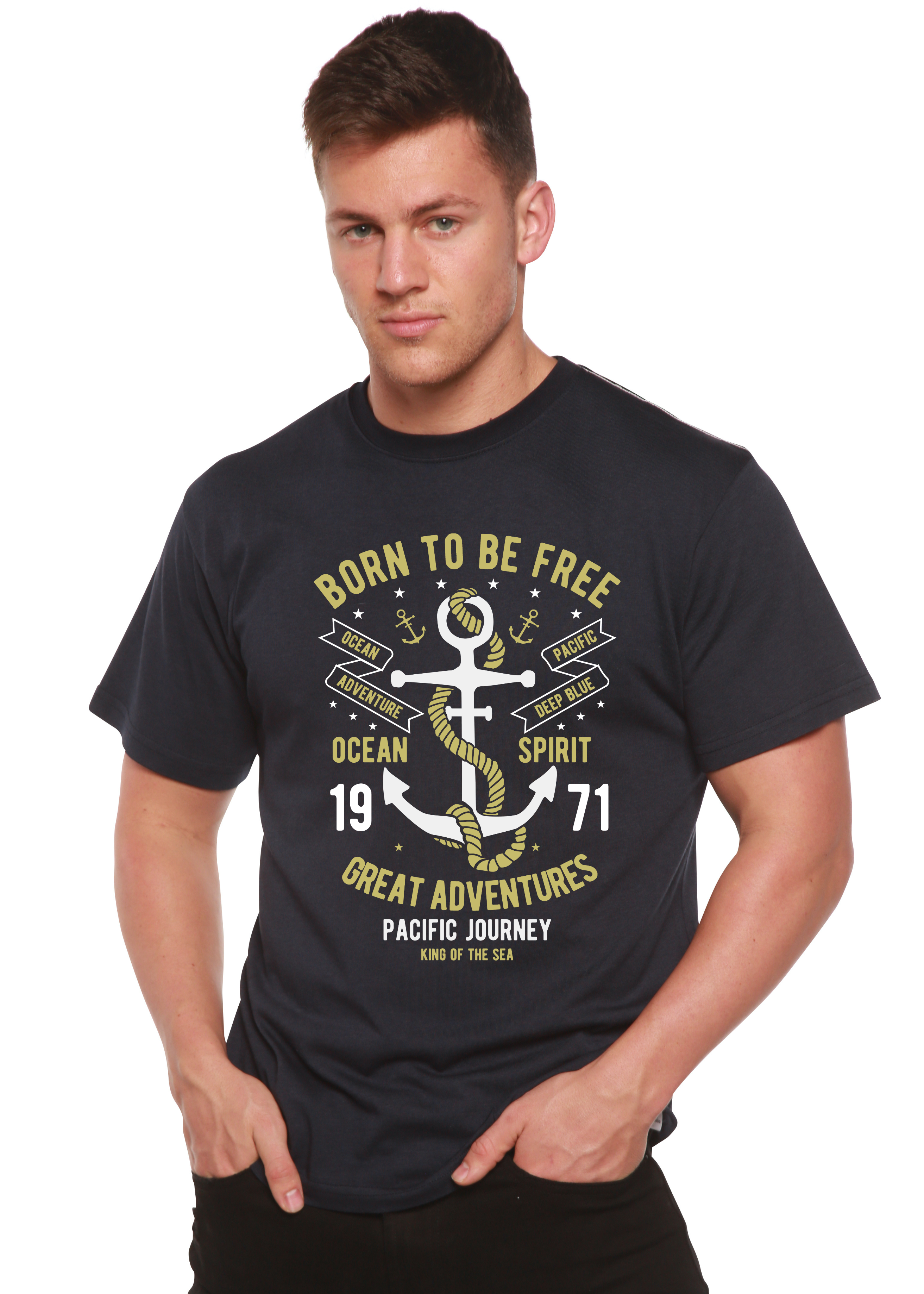 Born To Be Free Men's Bamboo Viscose/Organic Cotton Short Sleeve Graphic T-Shirt - The7Letter