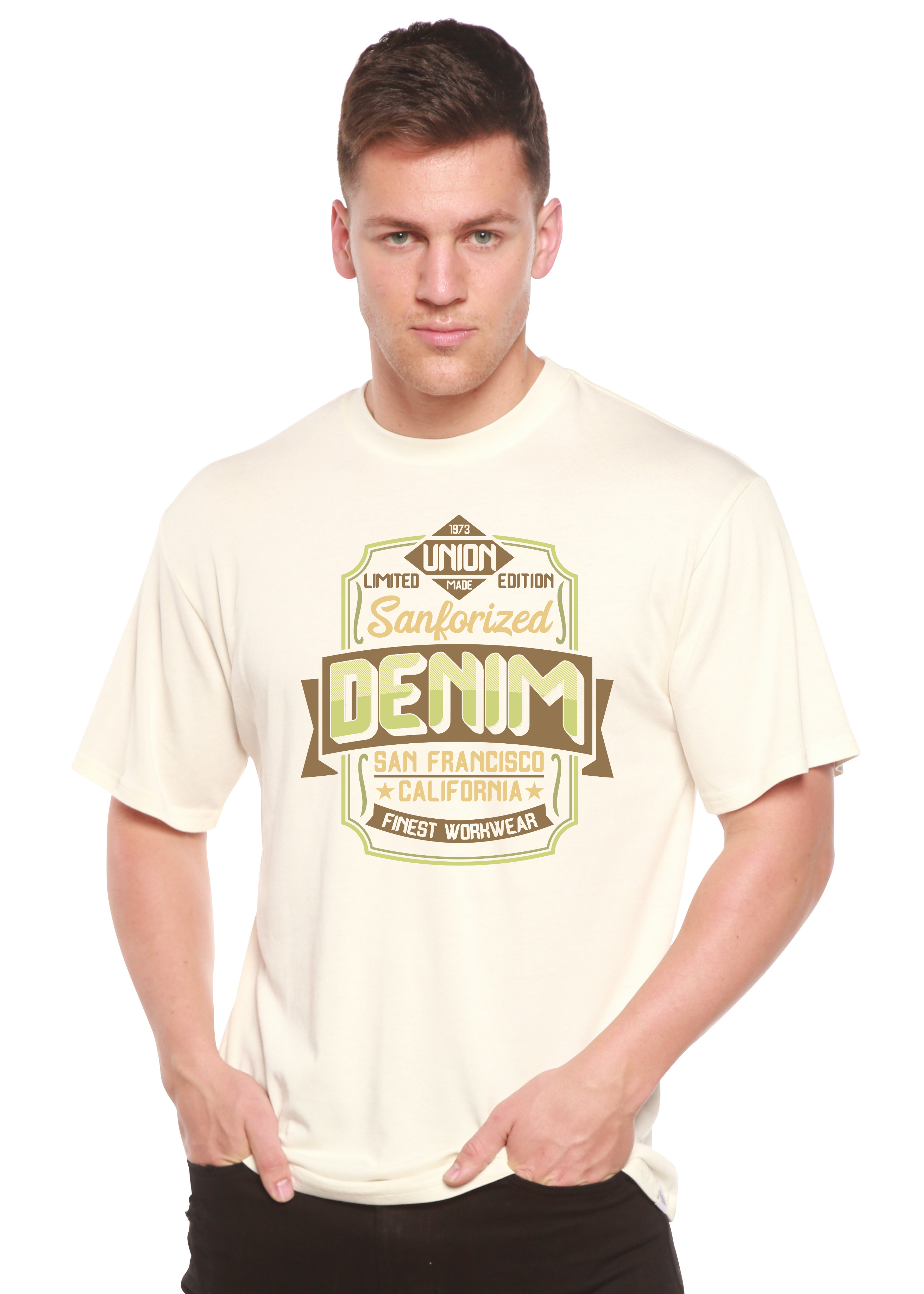 Sanforized Denim Men's Bamboo Viscose/Organic Cotton Short Sleeve Graphic T-Shirt - The7Letter