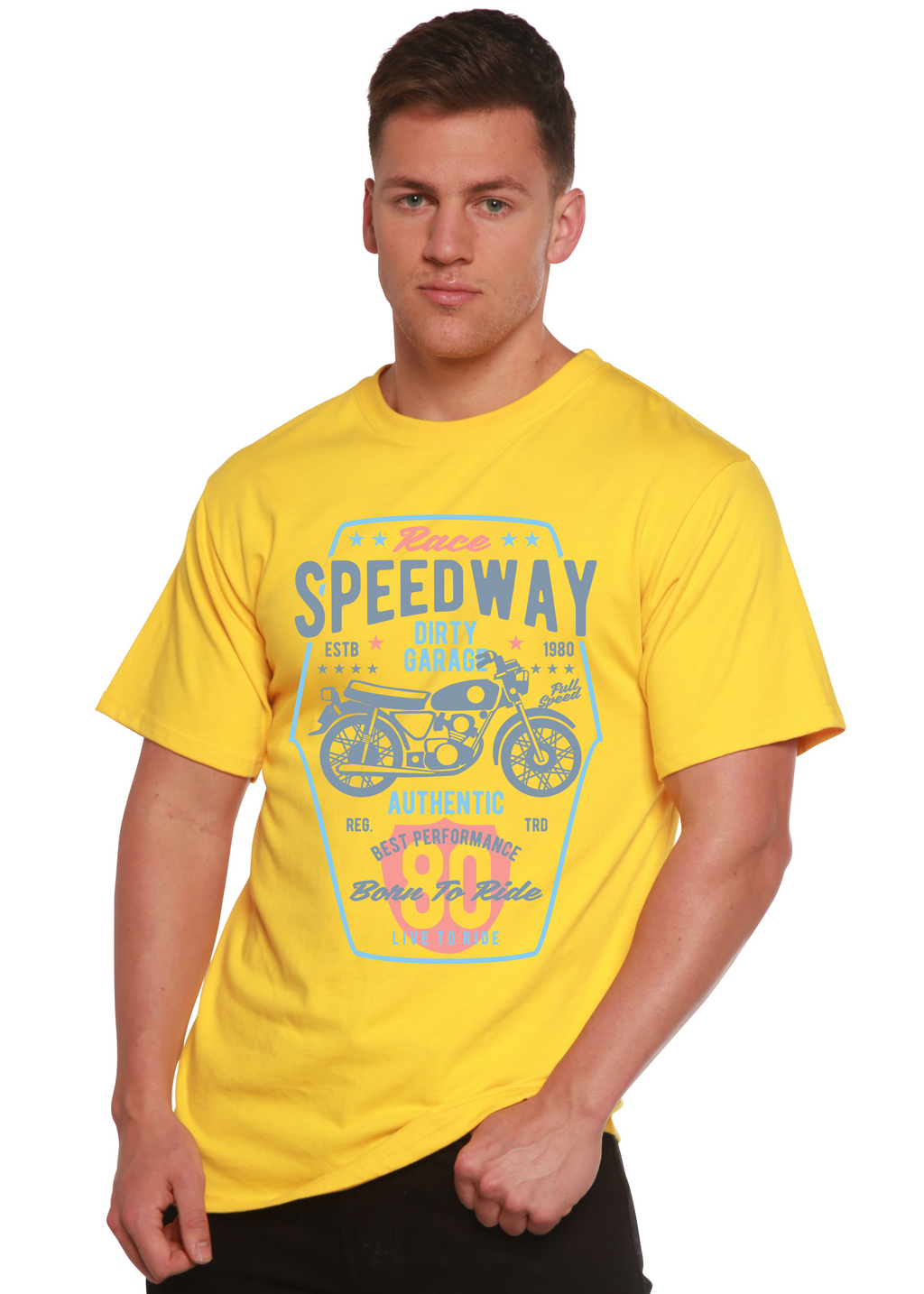 Speedway Motorcycle Spun Bamboo® Men's Bamboo Viscose/Organic Cotton Short Sleeve Graphic T-Shirt - The7Letter