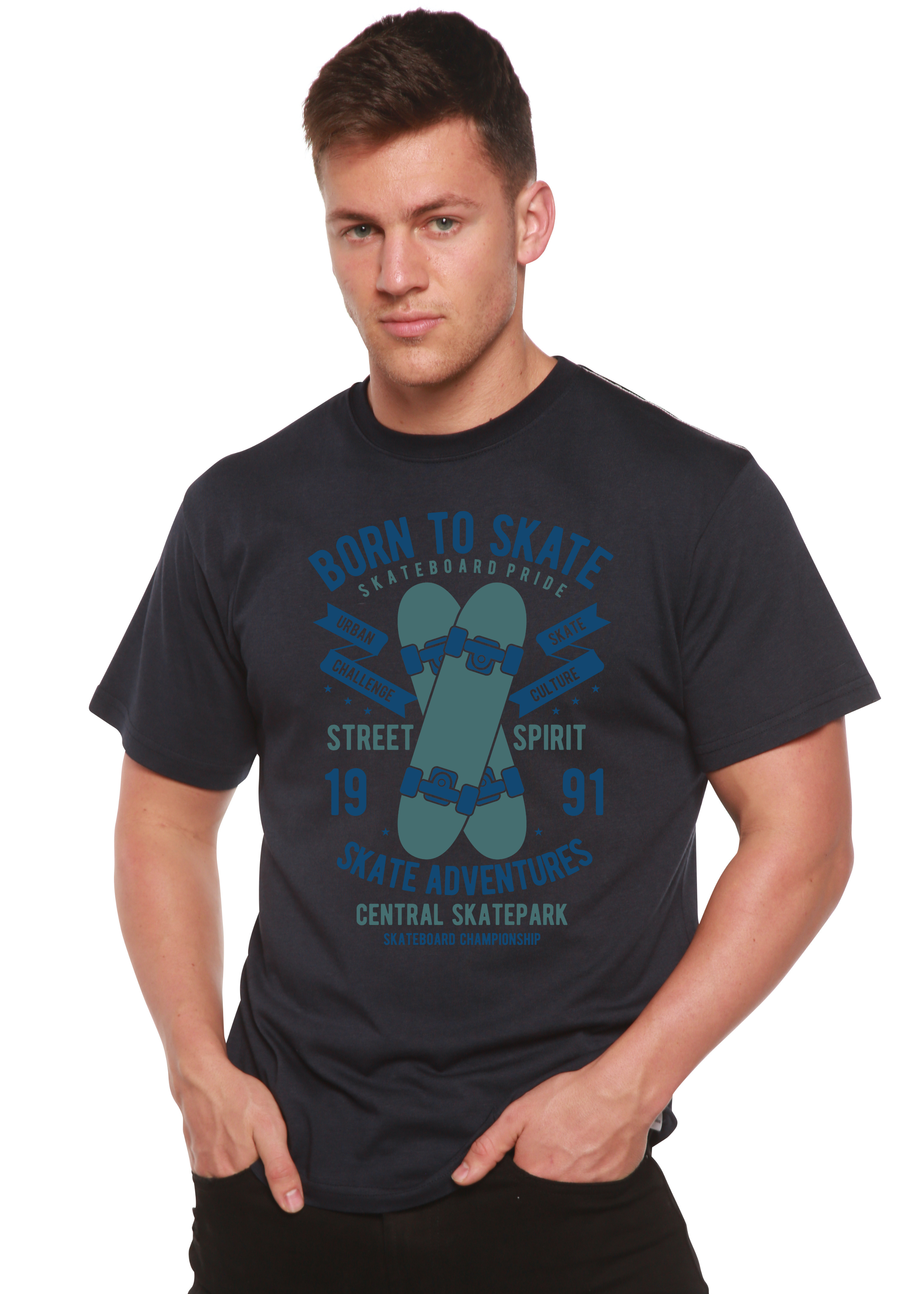Born To Skate Men's Bamboo Viscose/Organic Cotton Short Sleeve Graphic T-Shirt - The7Letter