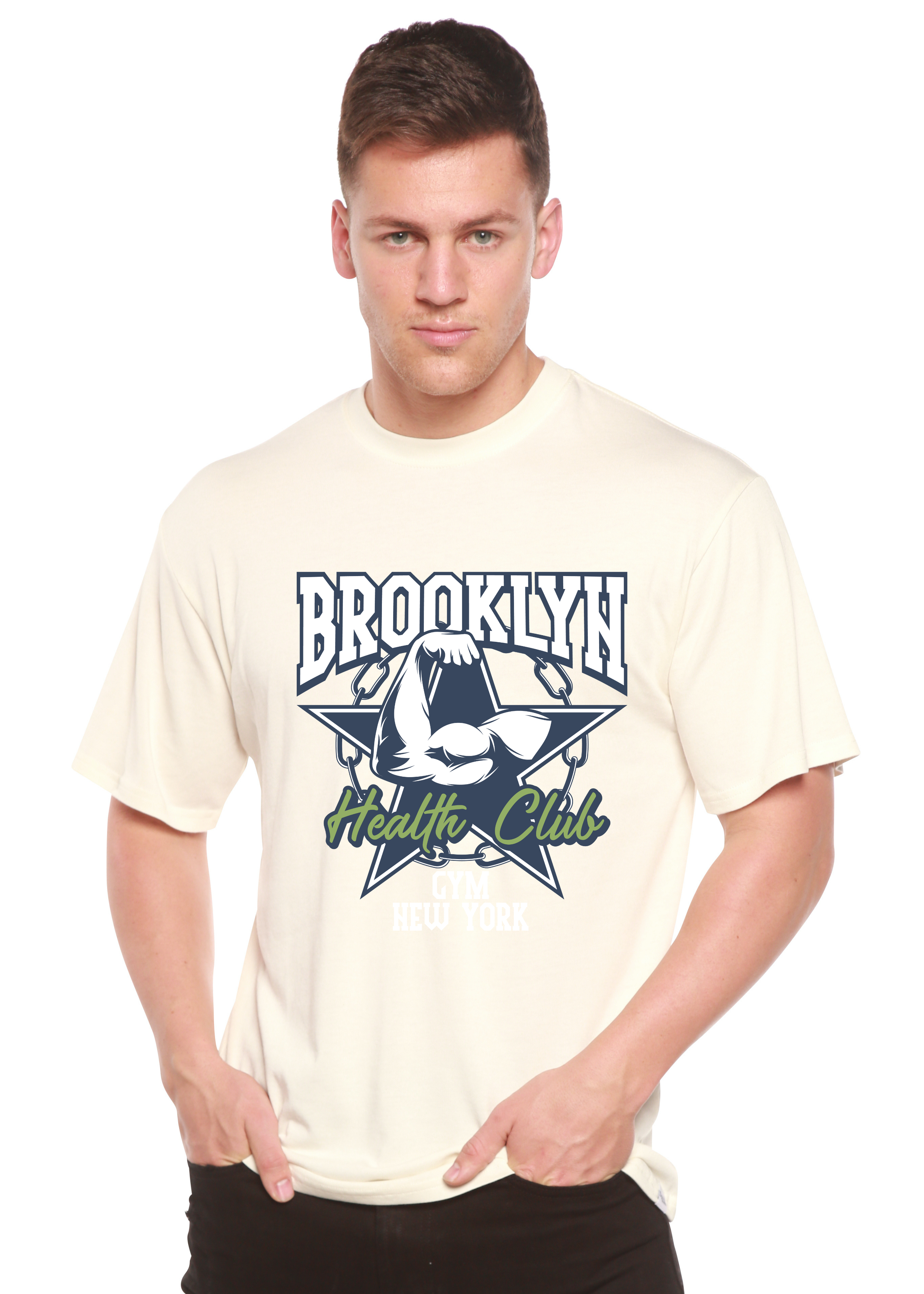 Brooklyn Health Club Men's Bamboo Viscose/Organic Cotton Short Sleeve Graphic T-Shirt - The7Letter