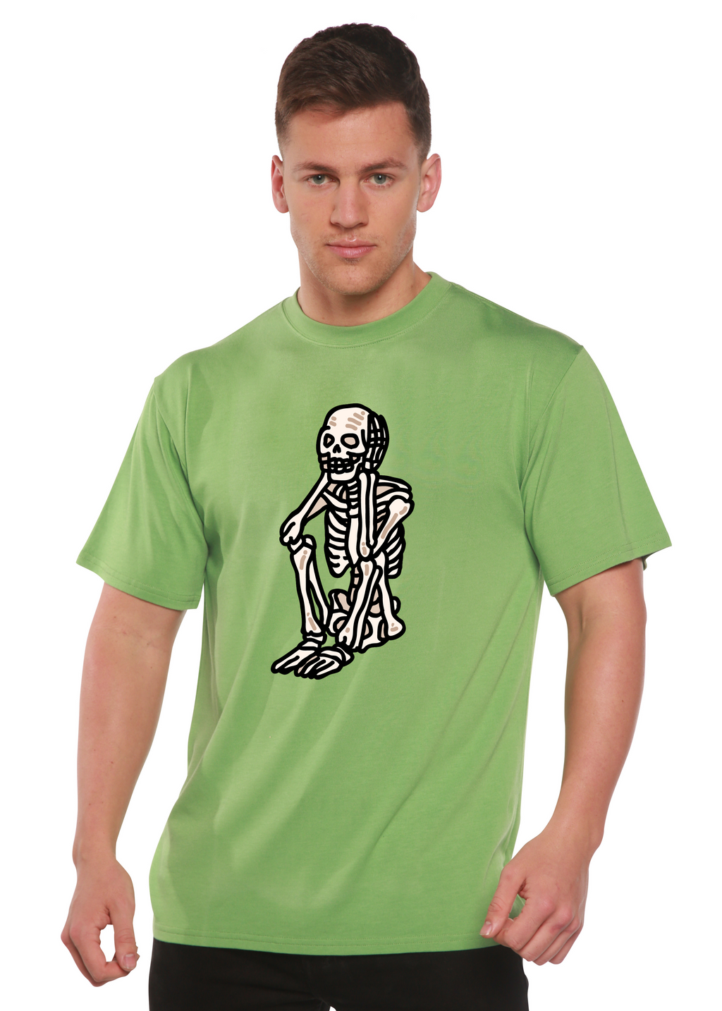 Sad Skeleton Halloween Unisex Bamboo Viscose/Organic Cotton Short Sleeve Graphic T-Shirt - The7Letter