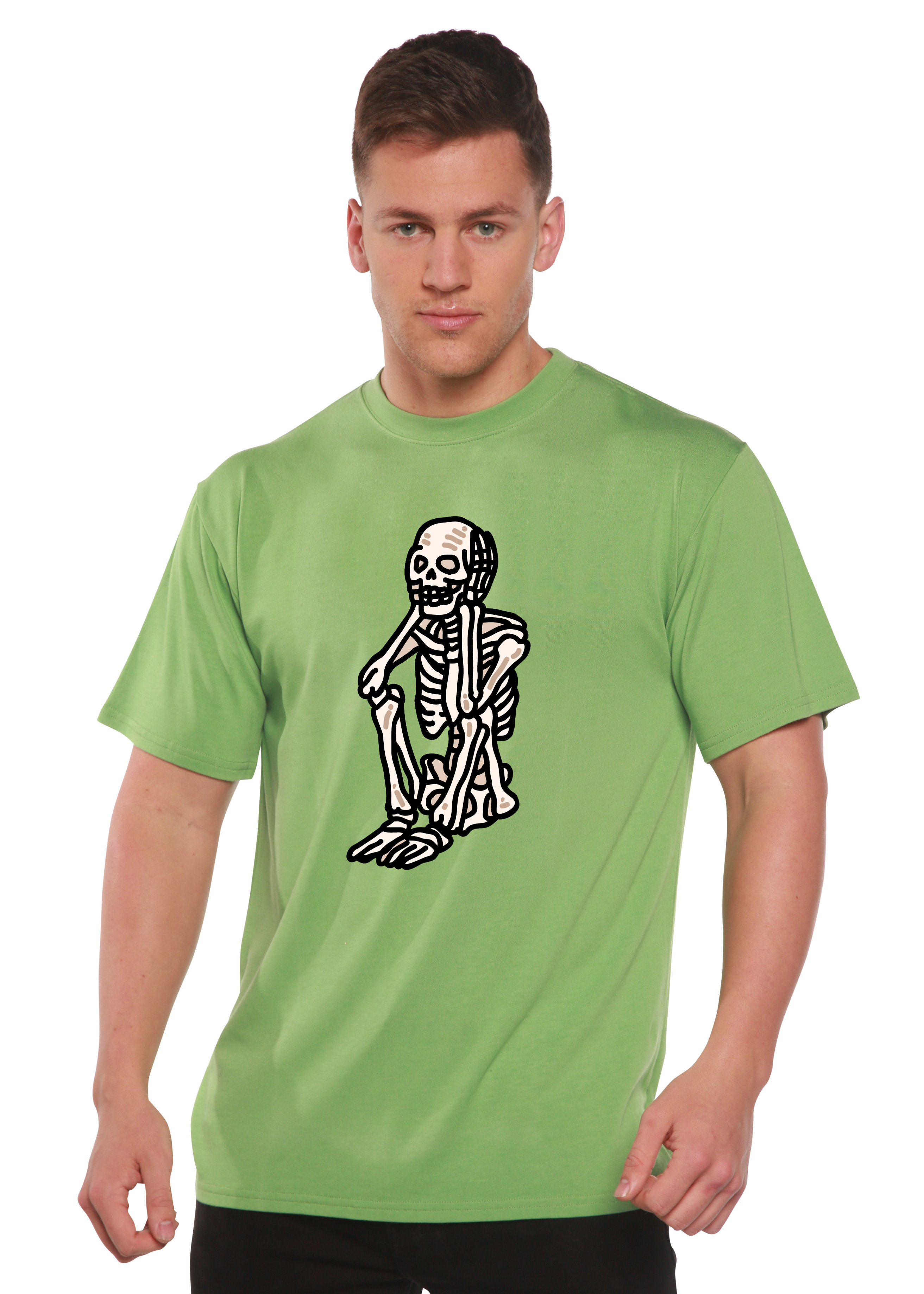 Sad Skeleton Halloween Unisex Bamboo Viscose/Organic Cotton Short Sleeve Graphic T-Shirt - The7Letter
