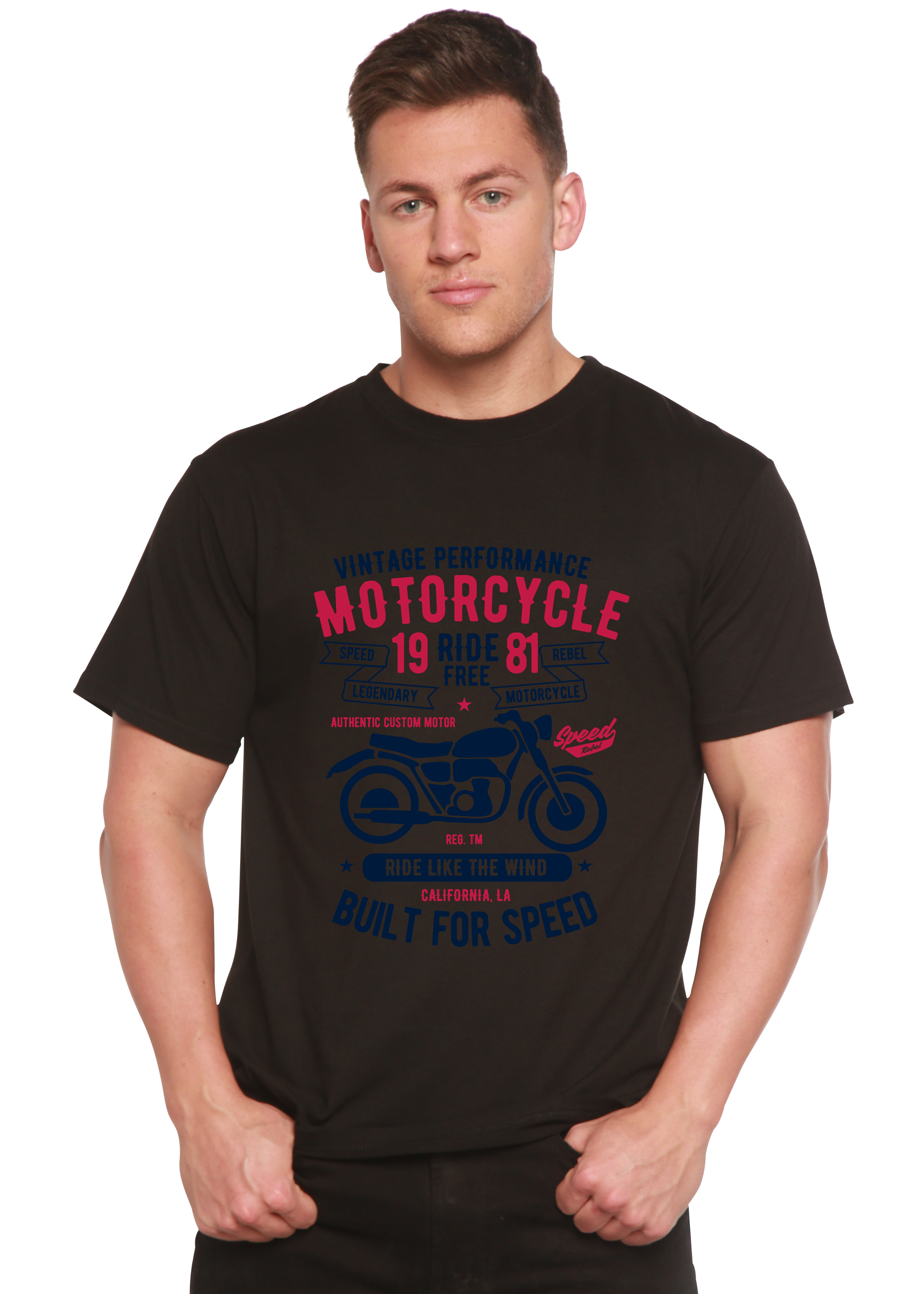 Motorcycle Ride Free Men's Bamboo Viscose/Organic Cotton Short Sleeve Graphic T-Shirt - The7Letter