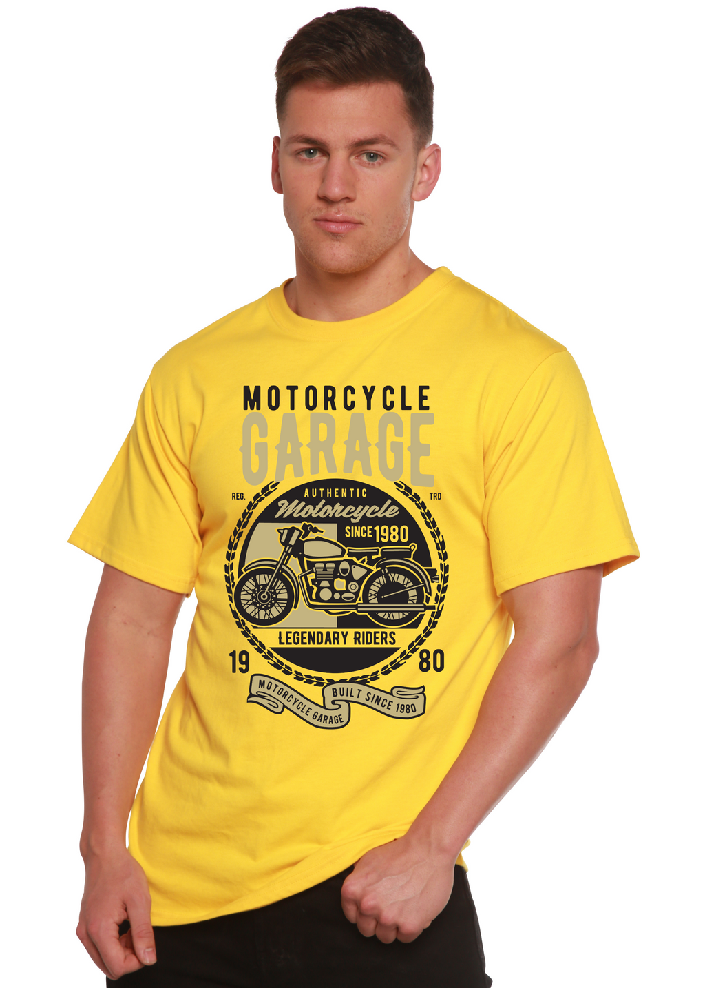 Motorcycle Garage Men's Bamboo Viscose/Organic Cotton Short Sleeve Graphic T-Shirt - The7Letter