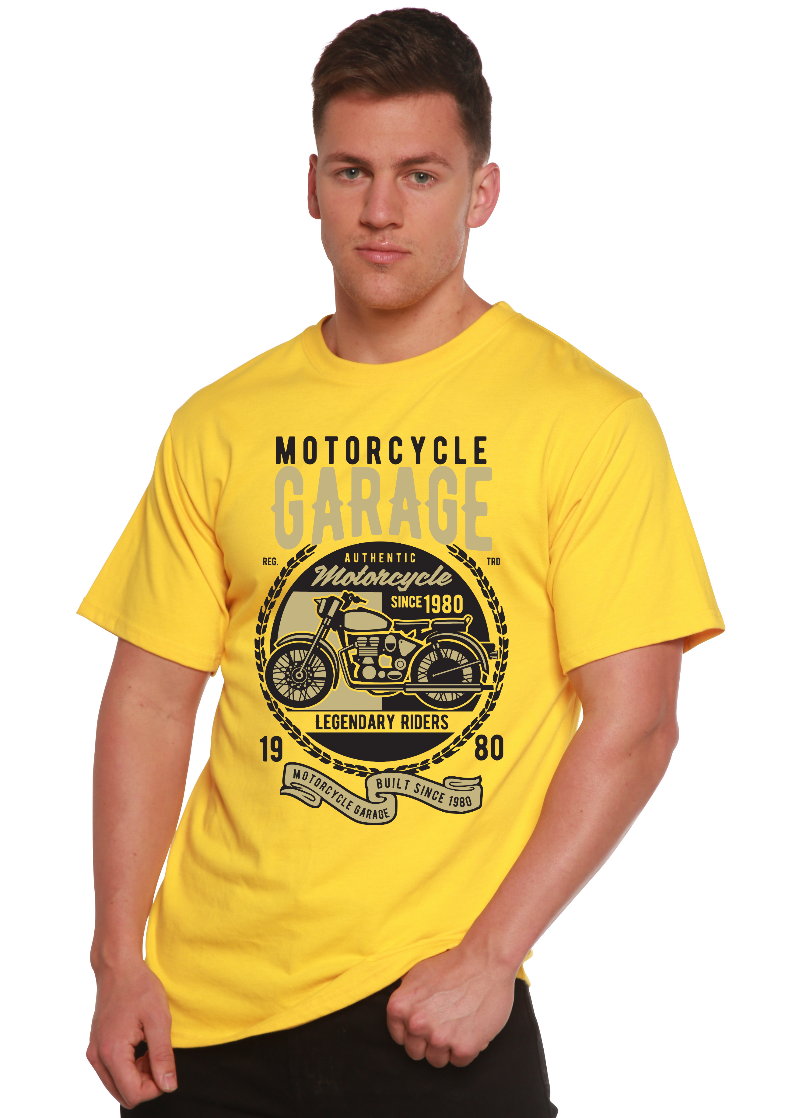 Motorcycle Garage Men's Bamboo Viscose/Organic Cotton Short Sleeve Graphic T-Shirt - The7Letter