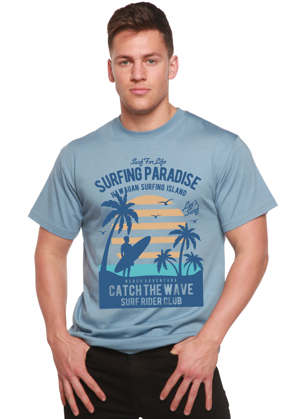 Surfing Paradis Spun Bamboo® Men's Bamboo Viscose/Organic Cotton Short Sleeve Graphic T-Shirt - The7Letter
