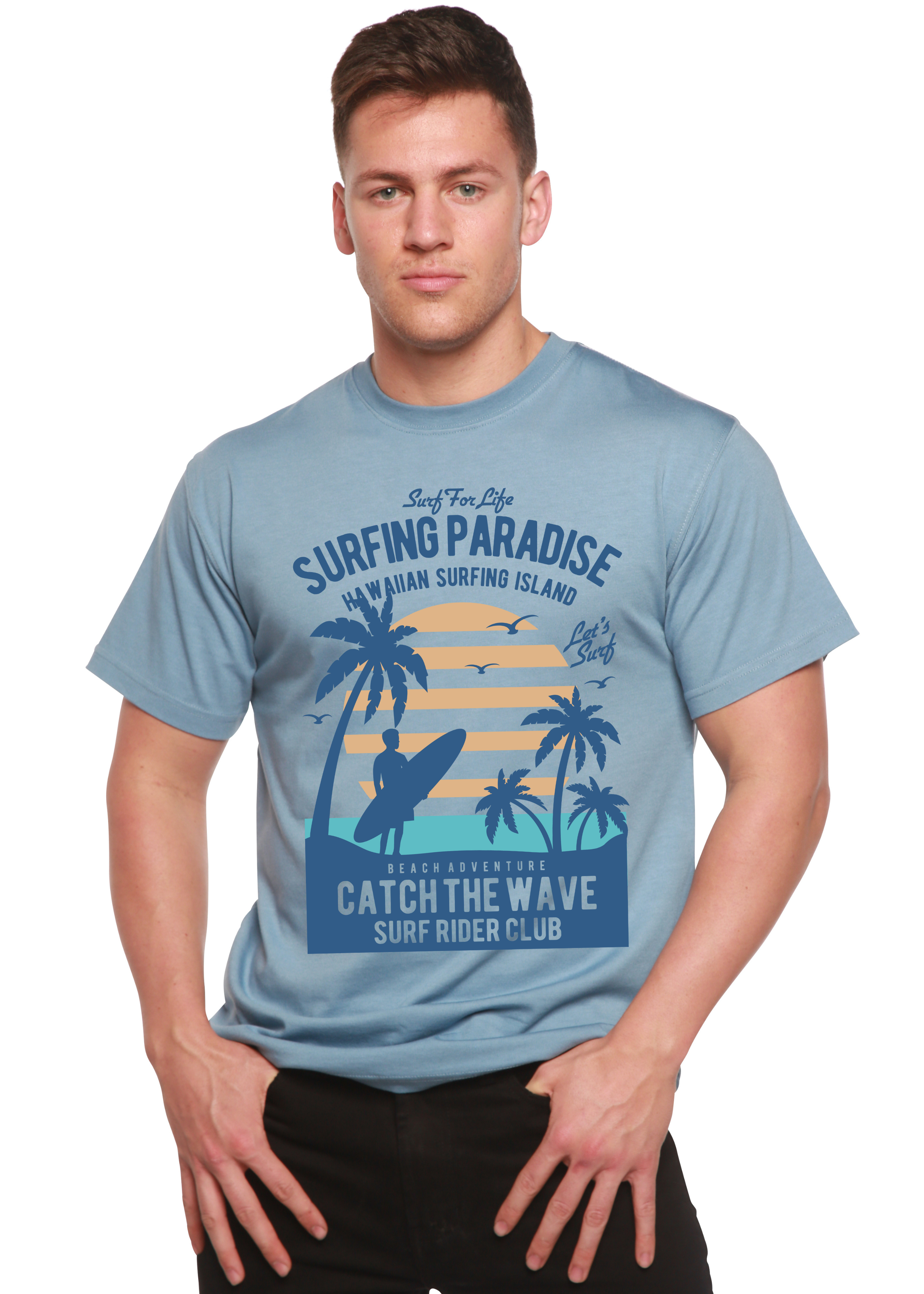 Surfing Paradis Spun Bamboo® Men's Bamboo Viscose/Organic Cotton Short Sleeve Graphic T-Shirt - The7Letter