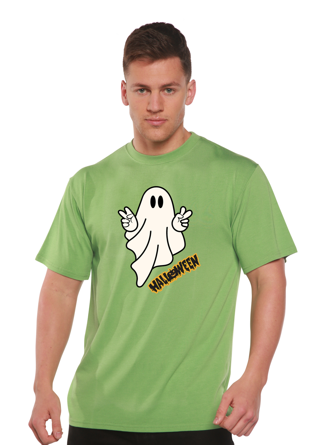 Halloween Ghost Unisex Bamboo Viscose/Organic Cotton Short Sleeve Graphic T-Shirt - The7Letter