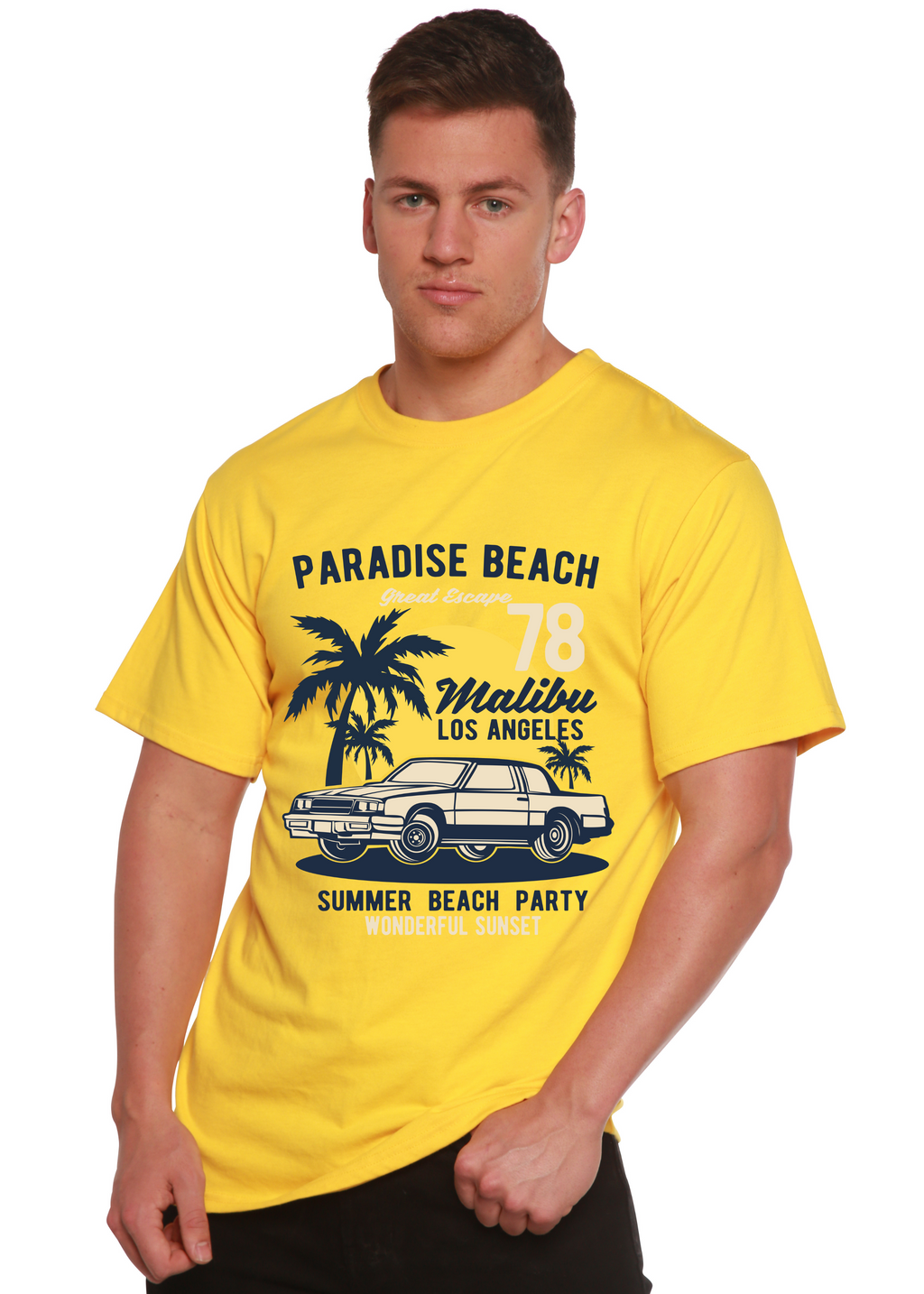 Paradise Beach Spun Bamboo® Men's Bamboo Viscose/Organic Cotton Short Sleeve Graphic T-Shirt - The7Letter