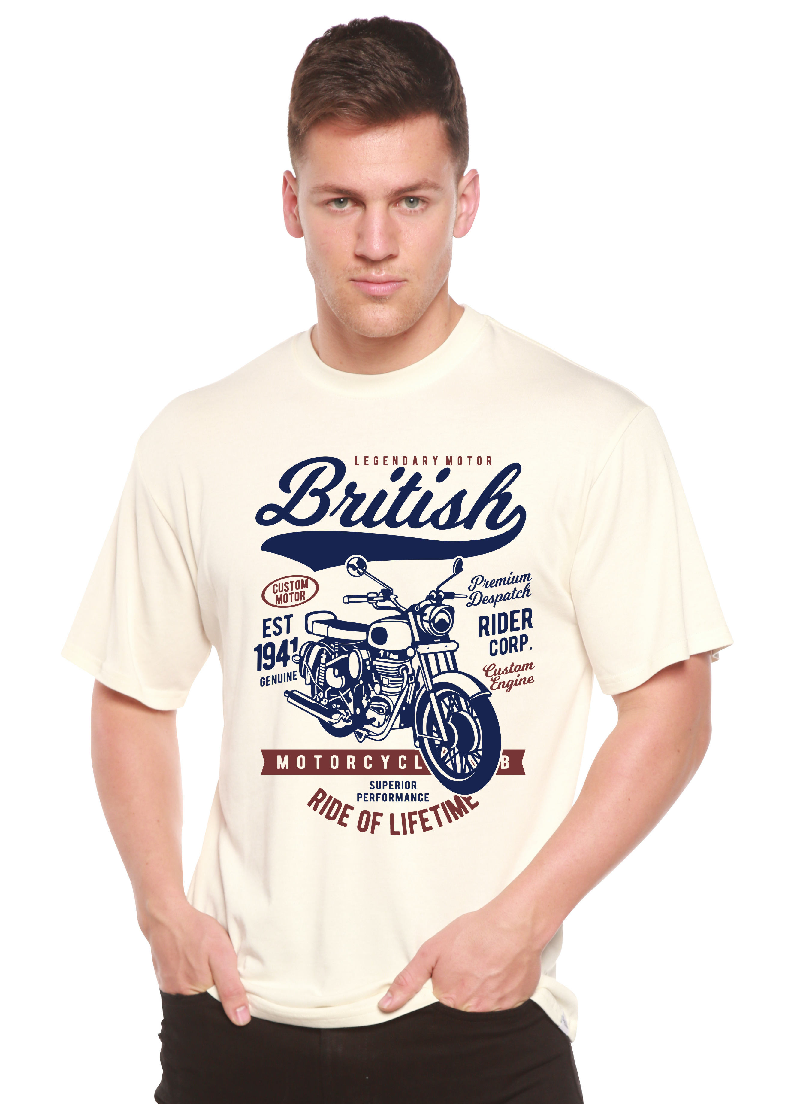 British Motorcycle Men's Bamboo Viscose/Organic Cotton Short Sleeve Graphic T-Shirt - The7Letter
