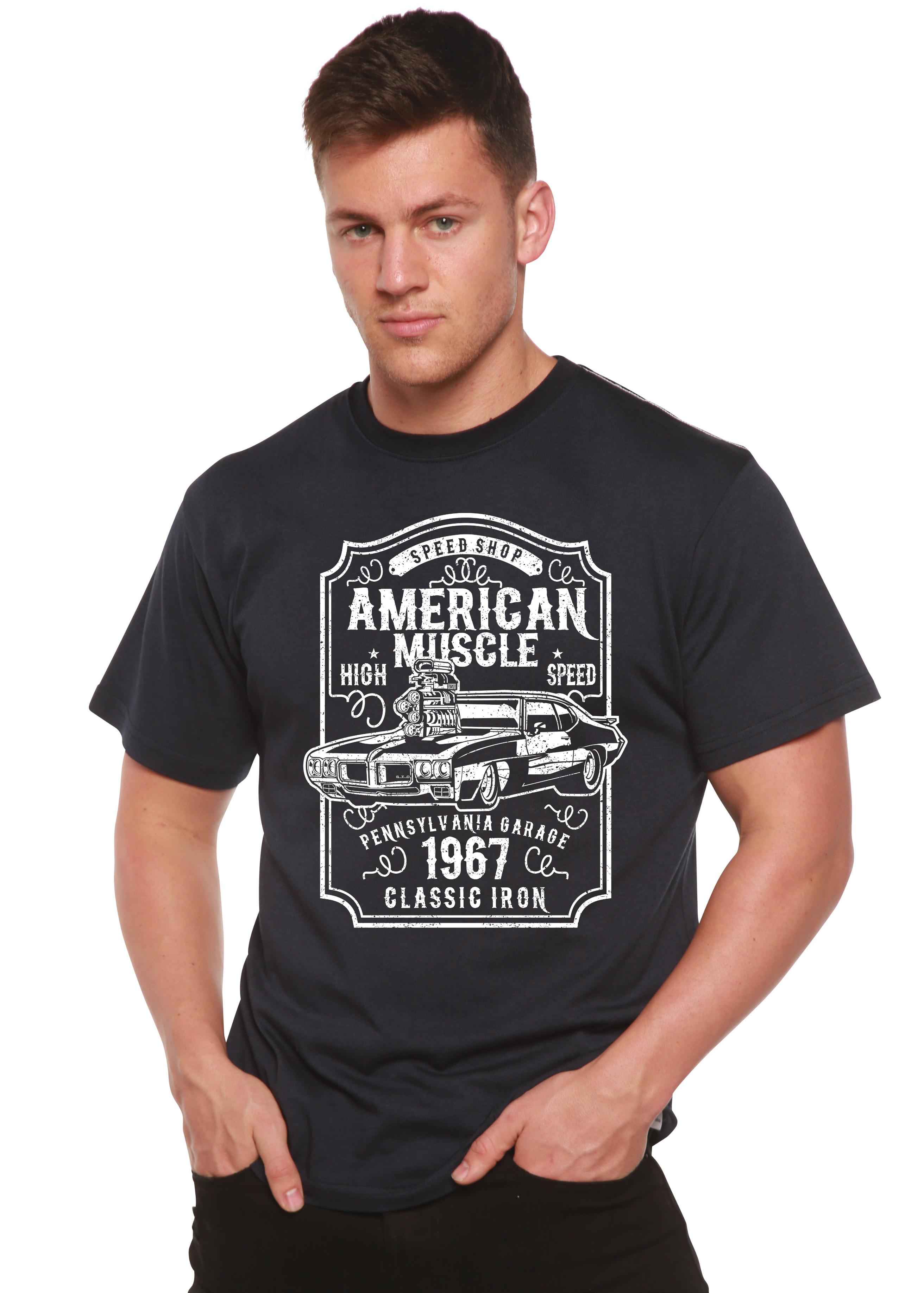 American Muscle Men's Bamboo Viscose/Organic Cotton Short Sleeve Graphic T-Shirt - The7Letter